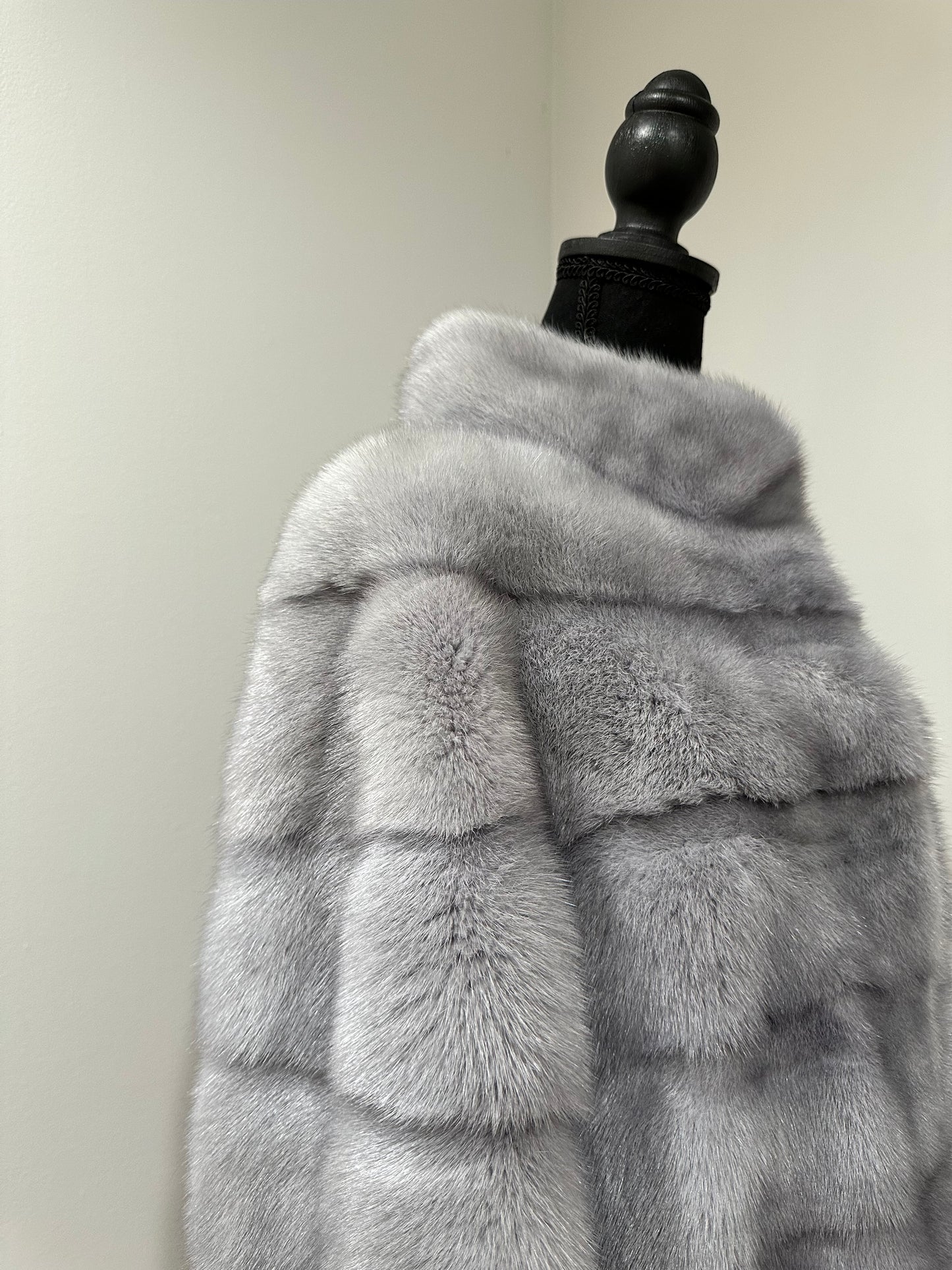 GENUINE MINK NEW REAL FUR coat Jacket  GREY color SUPER size S women 1201102