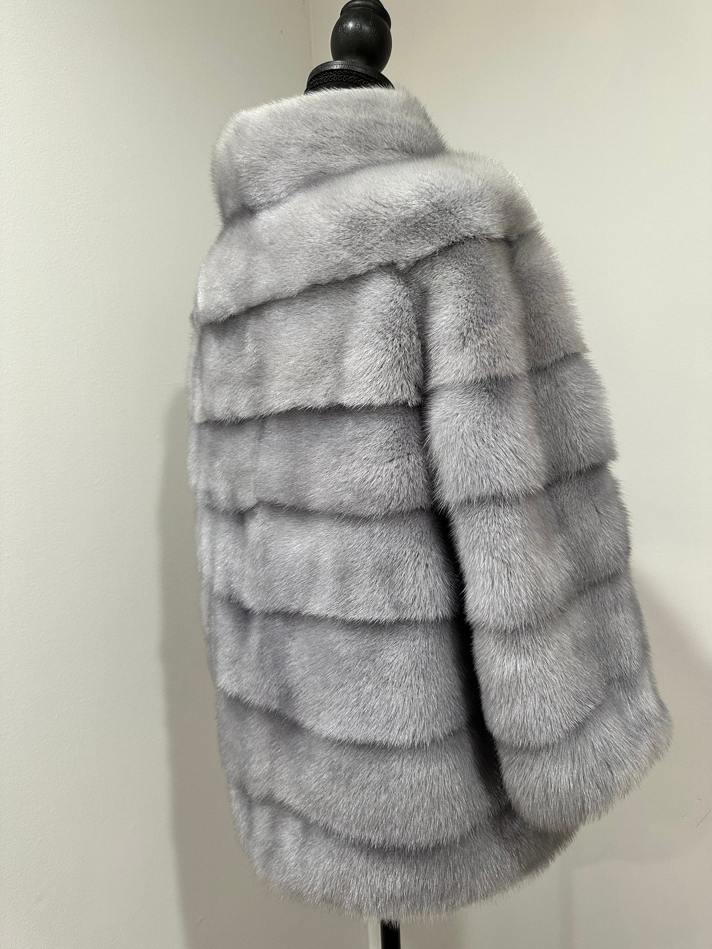 GENUINE MINK NEW REAL FUR coat Jacket  GREY color SUPER size S women 1201102