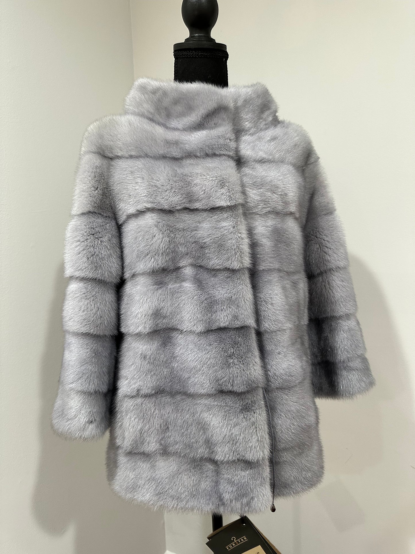 GENUINE MINK NEW REAL FUR coat Jacket  GREY color SUPER size S women 1201102