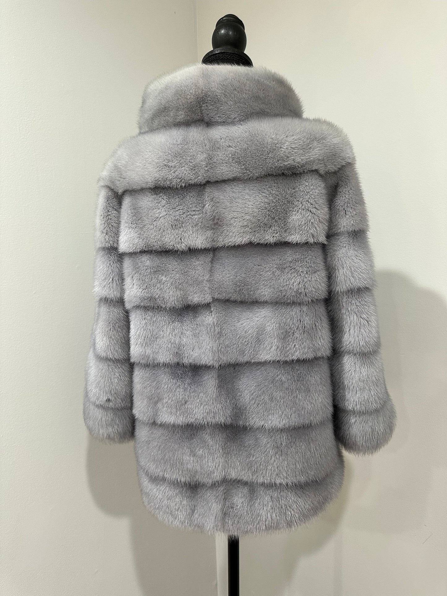 GENUINE MINK NEW REAL FUR coat Jacket  GREY color SUPER size S women 1201102
