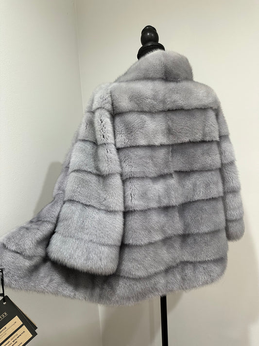 GENUINE MINK NEW REAL FUR coat Jacket  GREY color SUPER size S women 1201102
