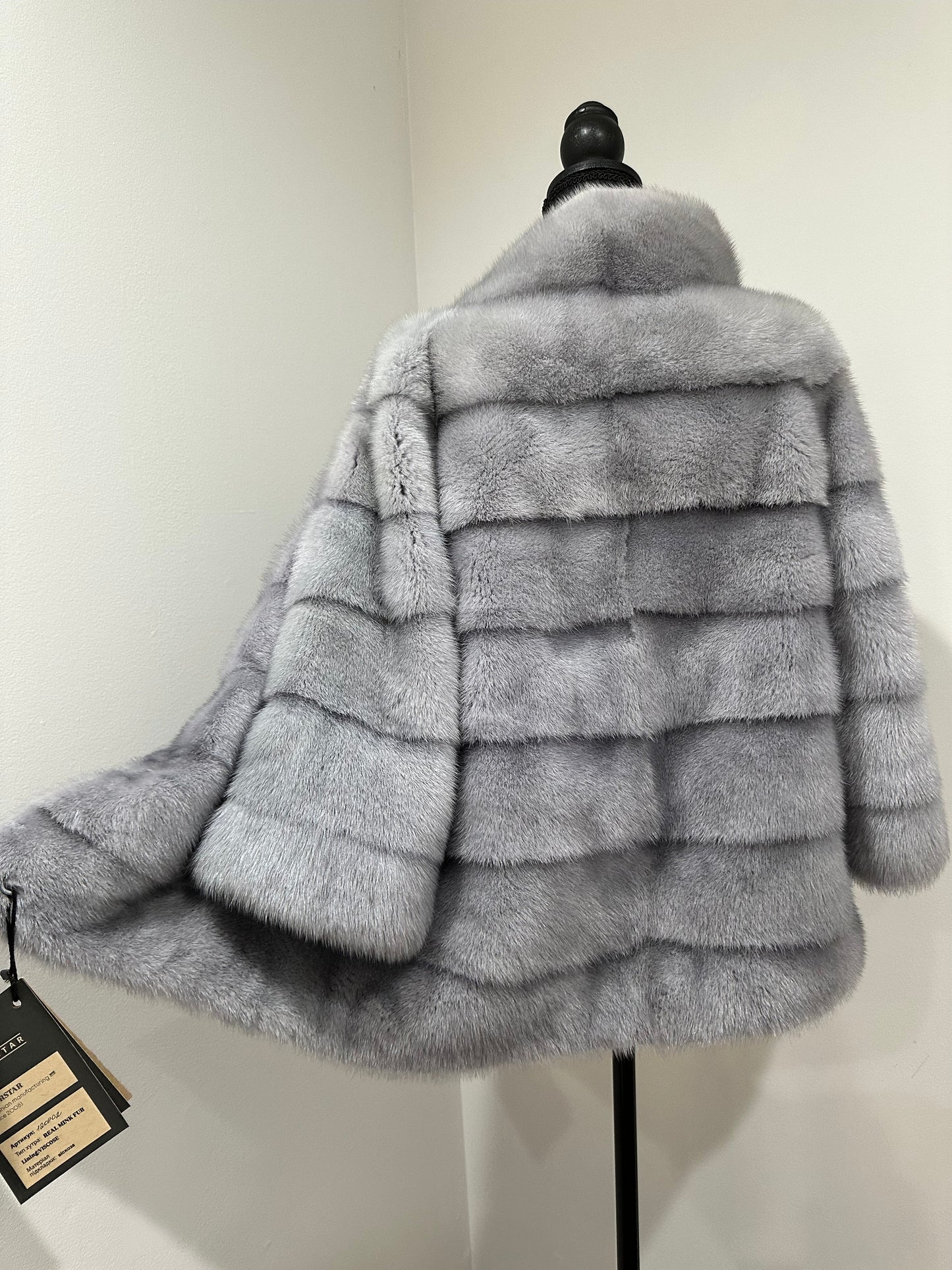 GENUINE MINK NEW REAL FUR coat Jacket  GREY color SUPER size S women 1201102