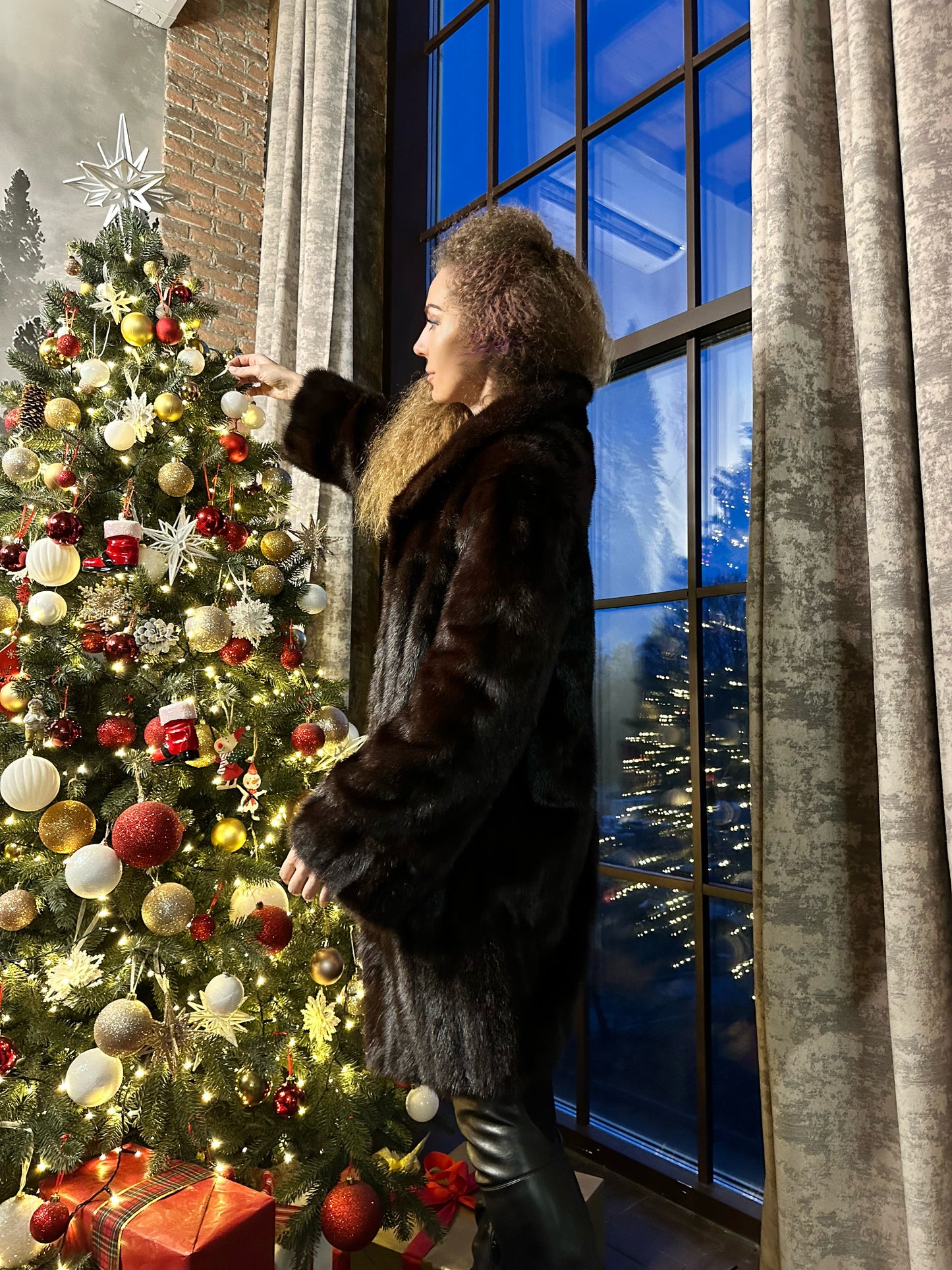 Luxury Womens Real Fur jacket SIZE L coat 1201000 Long genuine MINK NEW