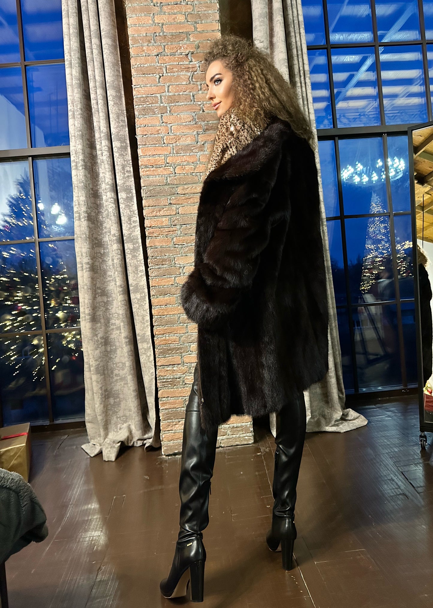 Luxury Womens Real Fur jacket SIZE L coat 1201000 Long genuine MINK NEW