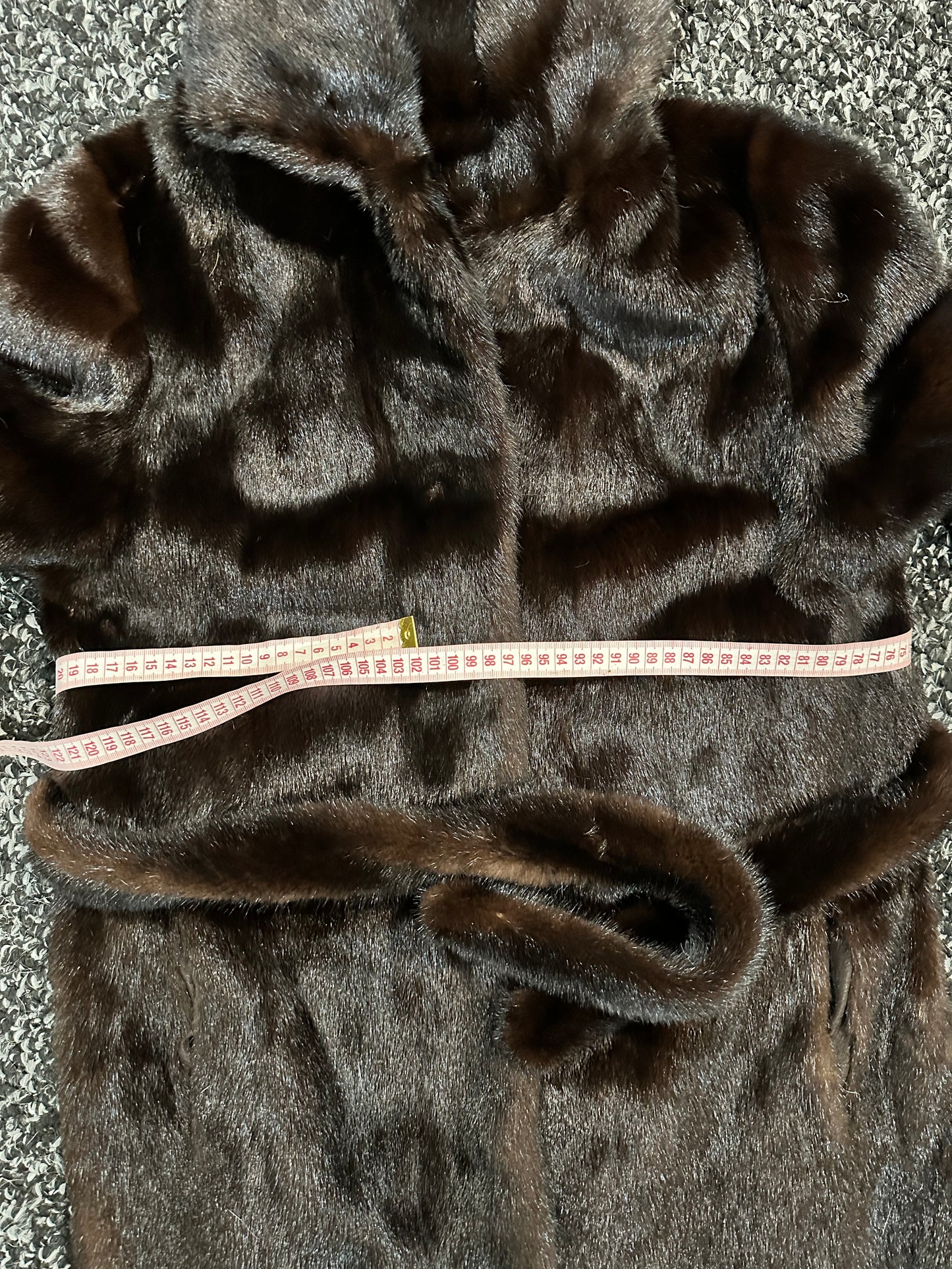 NEW REAL MINK FUR coat size M BELTED HOODED 1201104 long sleeve jacket BROWN