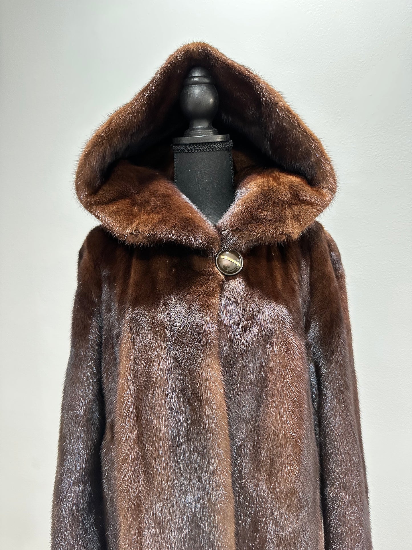 Real 100% MINK FUR 1201105 size XL brown HOODED BOMBER Coat Jacket