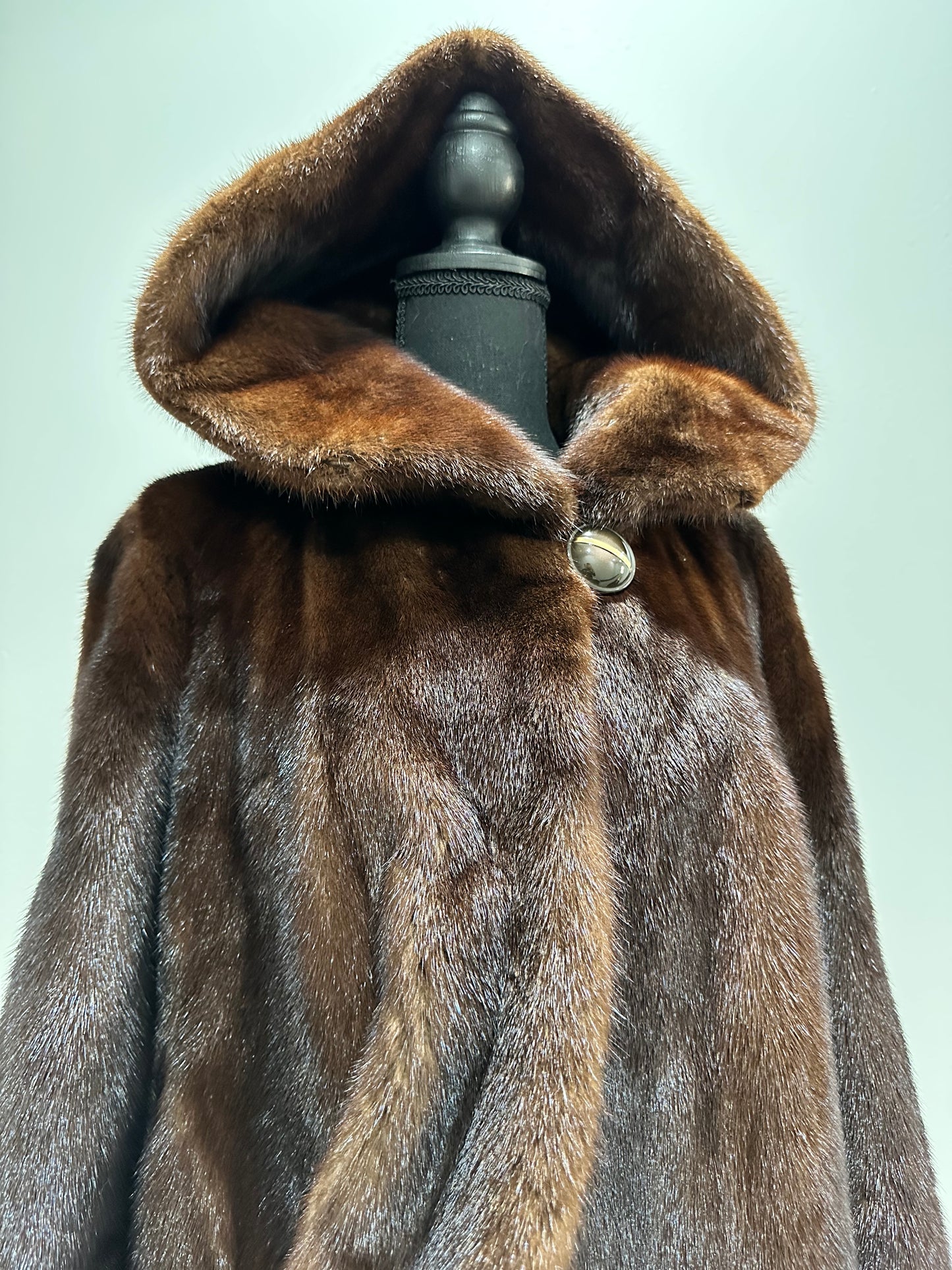 Real 100% MINK FUR 1201105 size XL brown HOODED BOMBER Coat Jacket