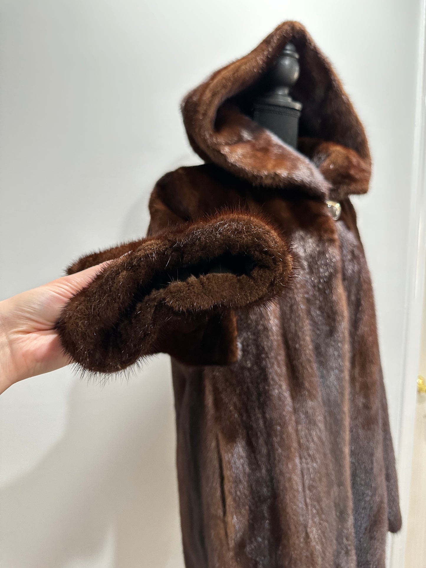 Real 100% MINK FUR 1201105 size XL brown HOODED BOMBER Coat Jacket