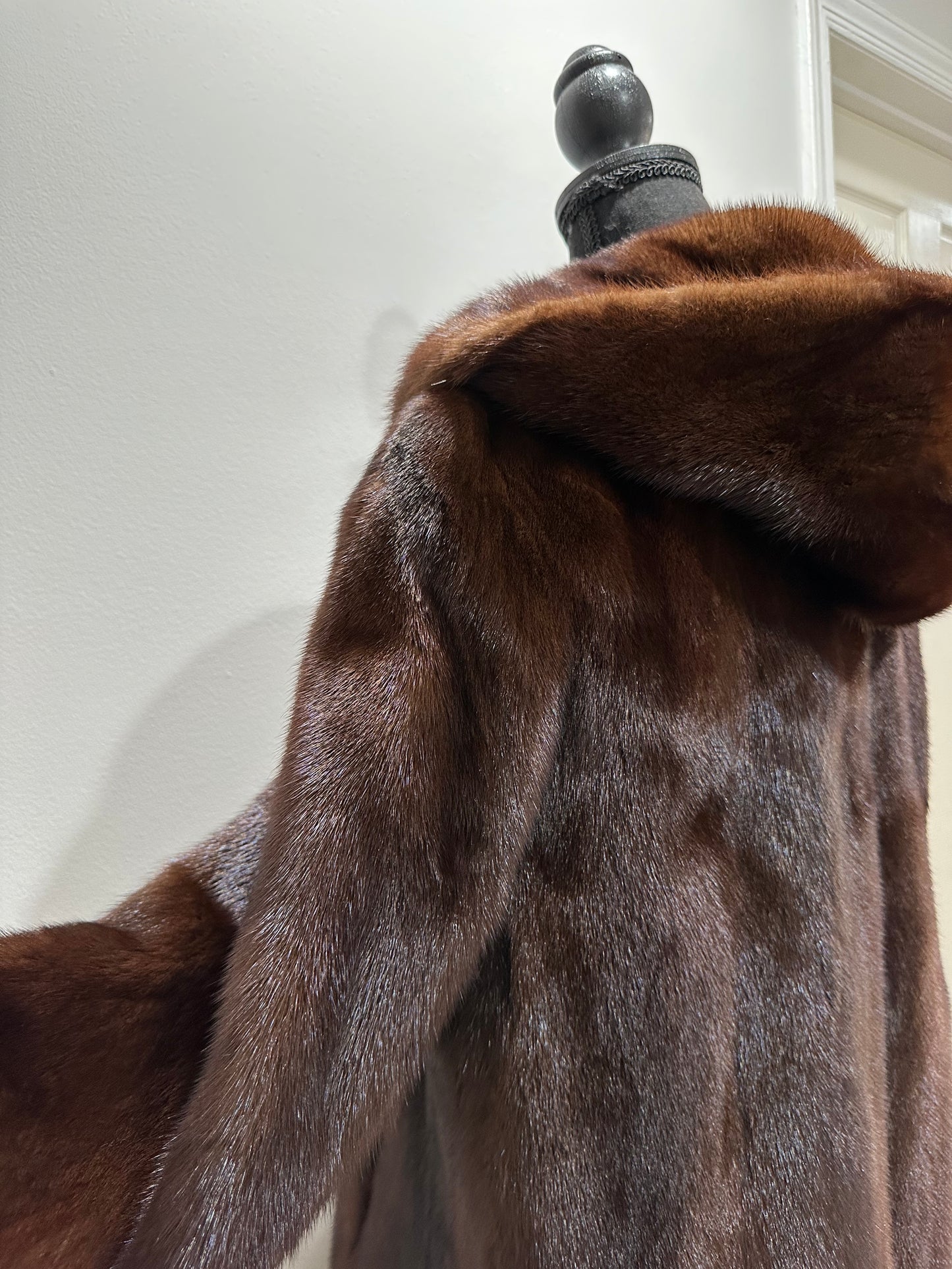 Real 100% MINK FUR 1201105 size XL brown HOODED BOMBER Coat Jacket