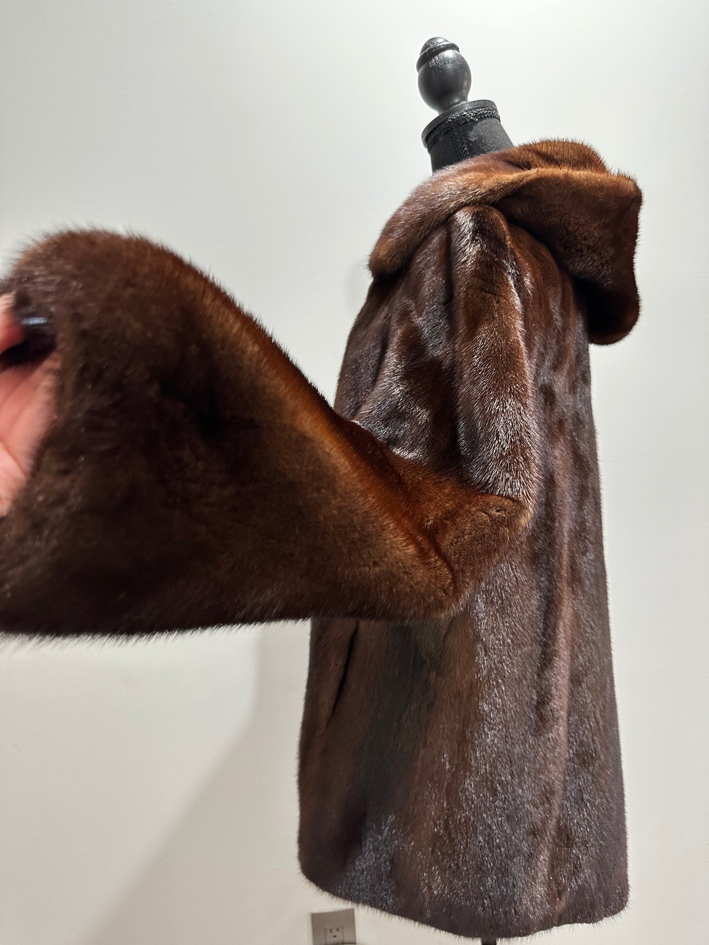 Real 100% MINK FUR 1201105 size XL brown HOODED BOMBER Coat Jacket