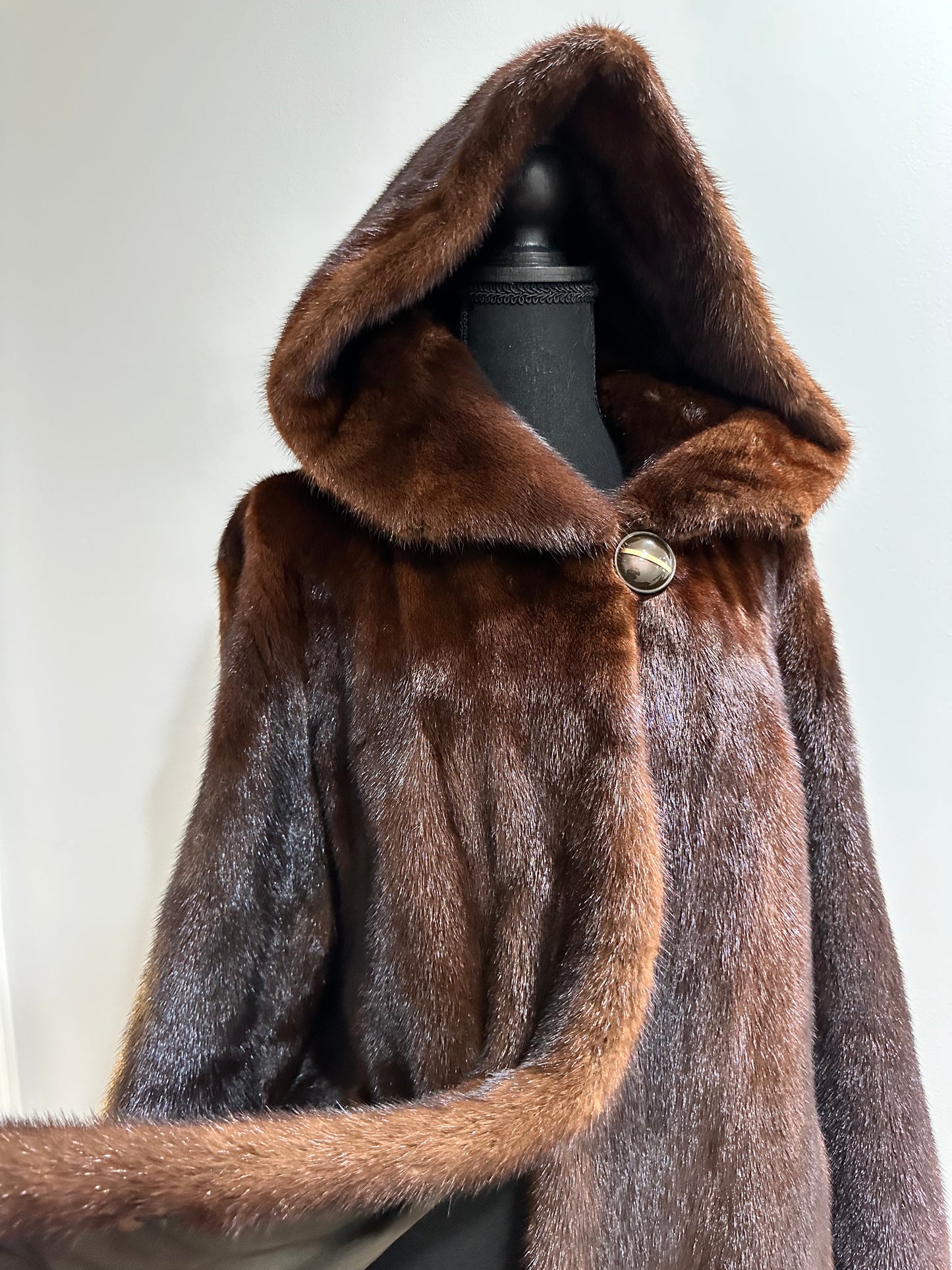 Real 100% MINK FUR 1201105 size XL brown HOODED BOMBER Coat Jacket