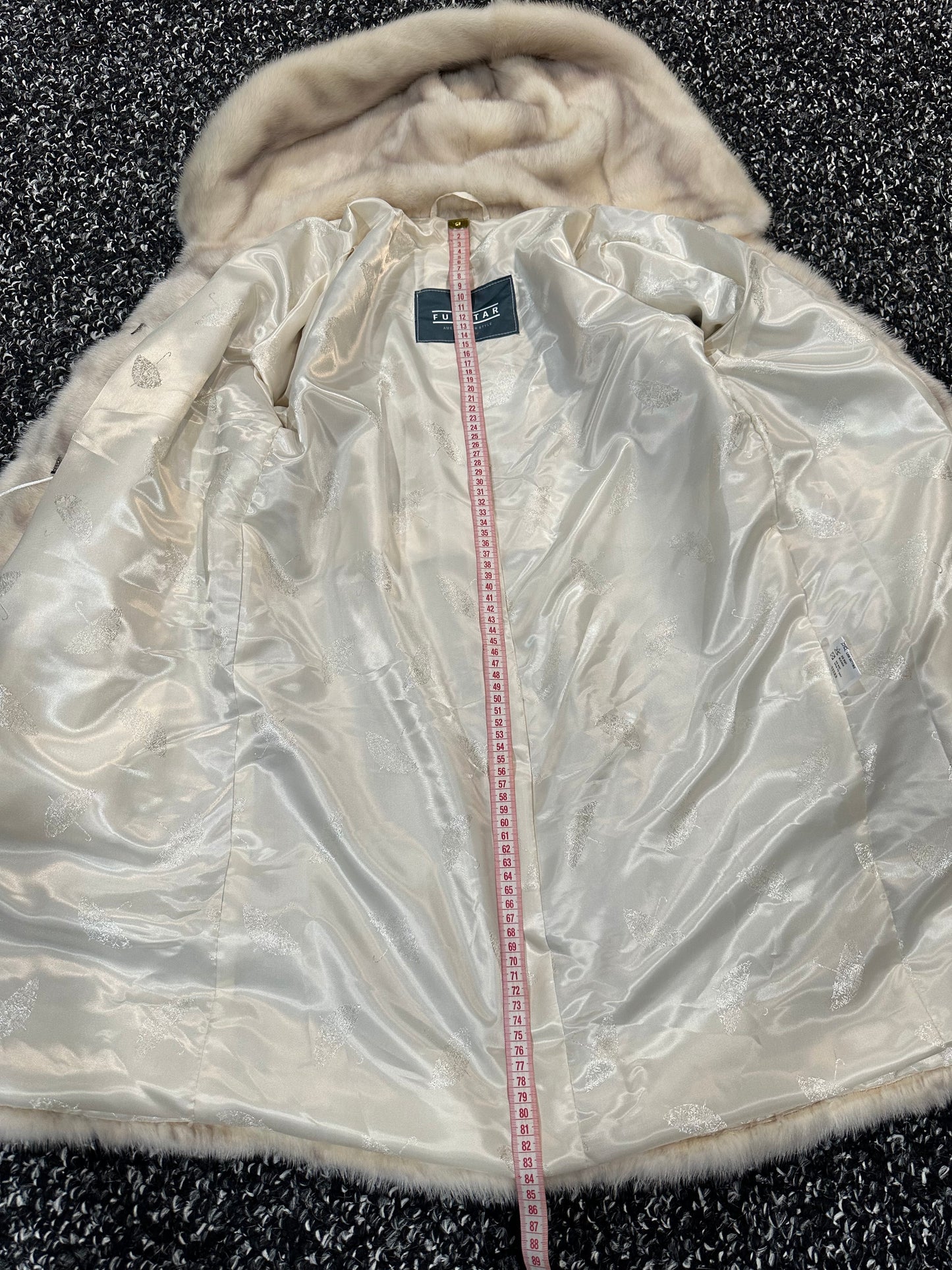 NEW MINK FUR coat size S SMALL 1201106 HORIZONTAL long sleeve jacket HOODED