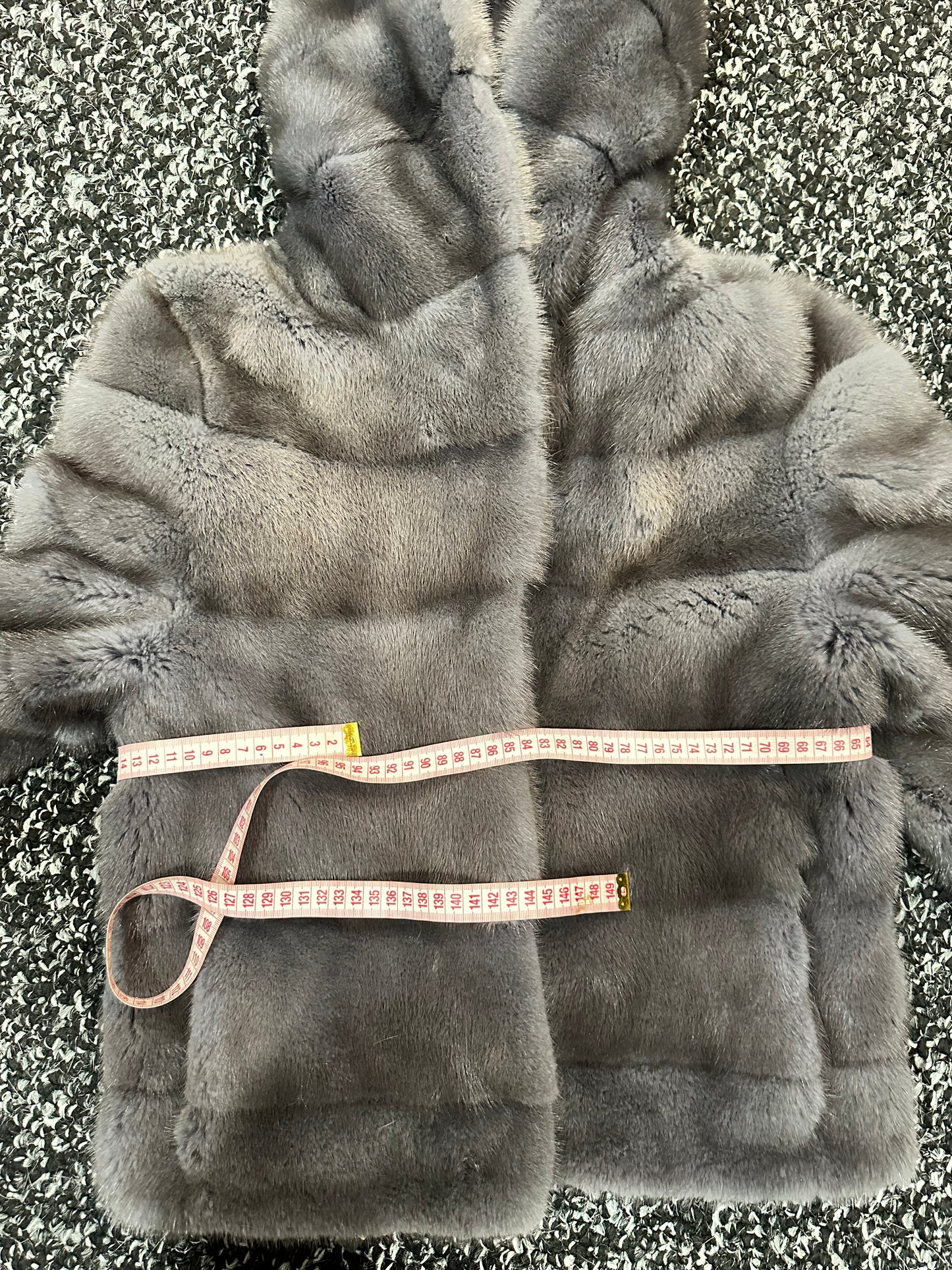 New HOODED MINK 100% FUR BOMBER coat JACKET size XS DARK GREY FULL SKIN 1201107