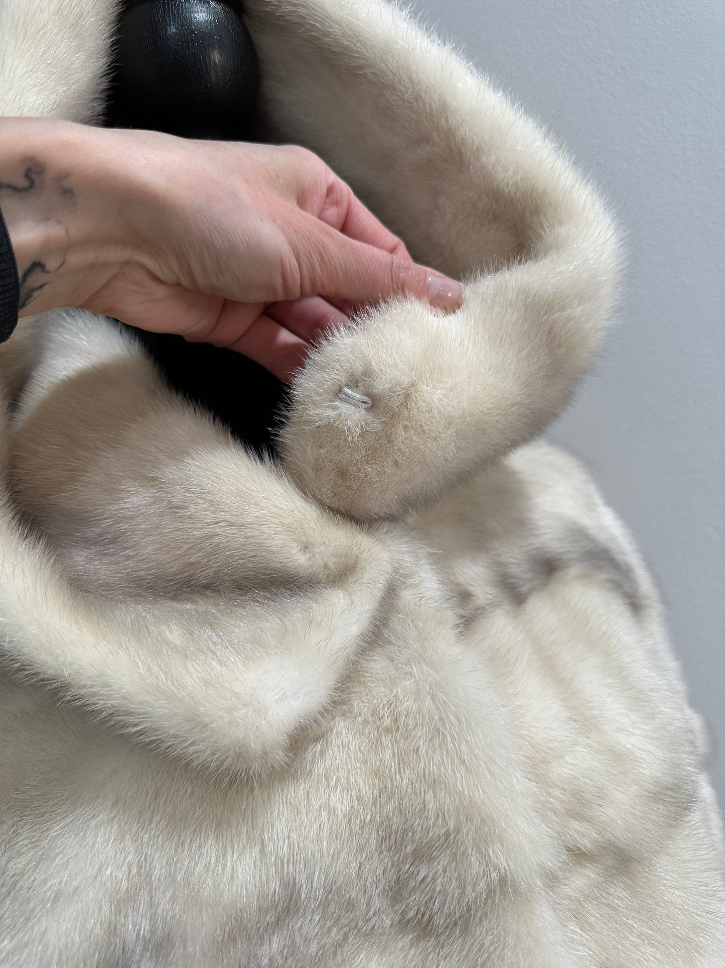 NEW MINK FUR coat size S SMALL 1201106 HORIZONTAL long sleeve jacket HOODED