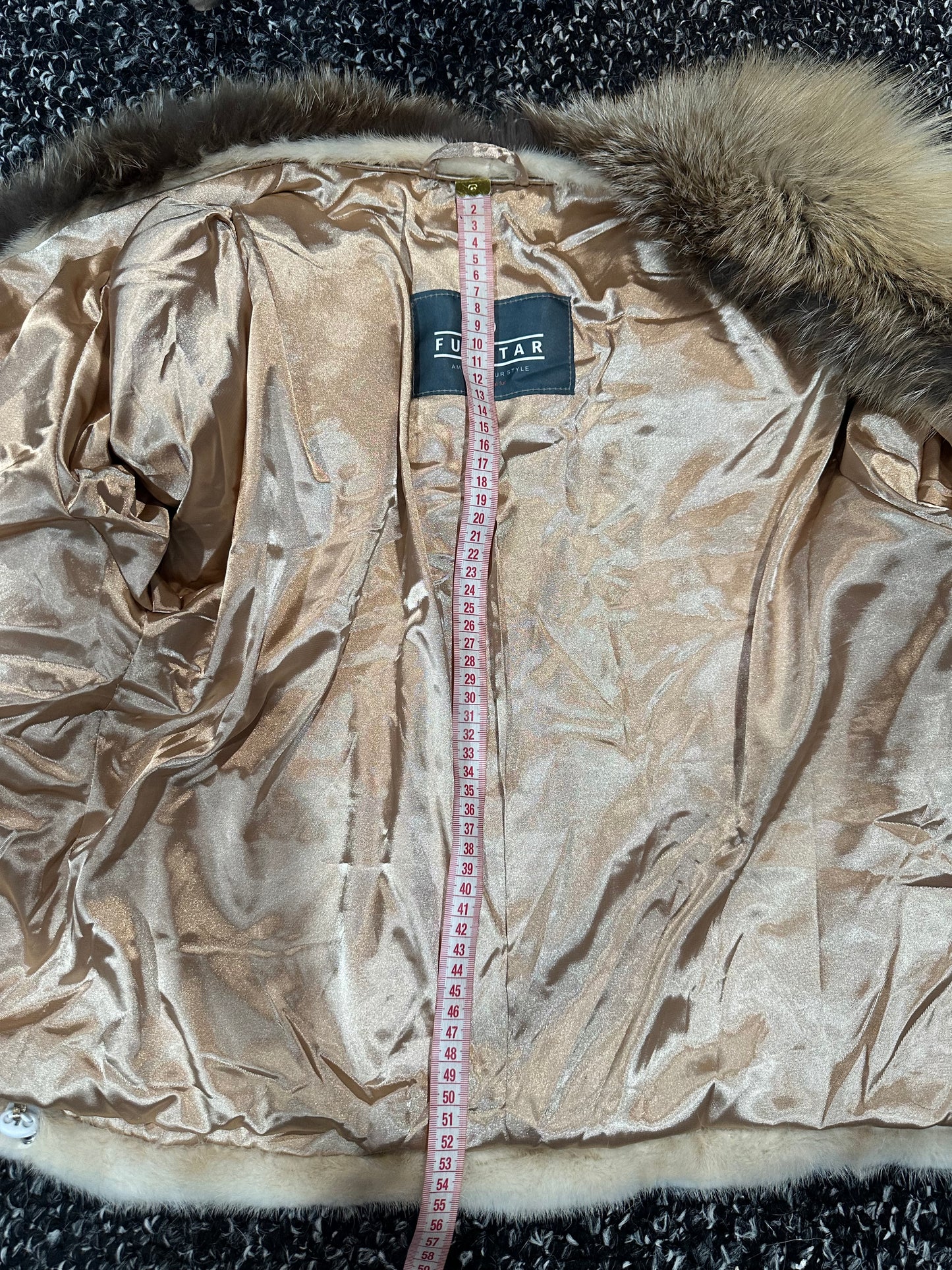 Luxury Womens Real 100% Mink FUR CREAM FOX genuine coat 1201110 size S NEW JACKET