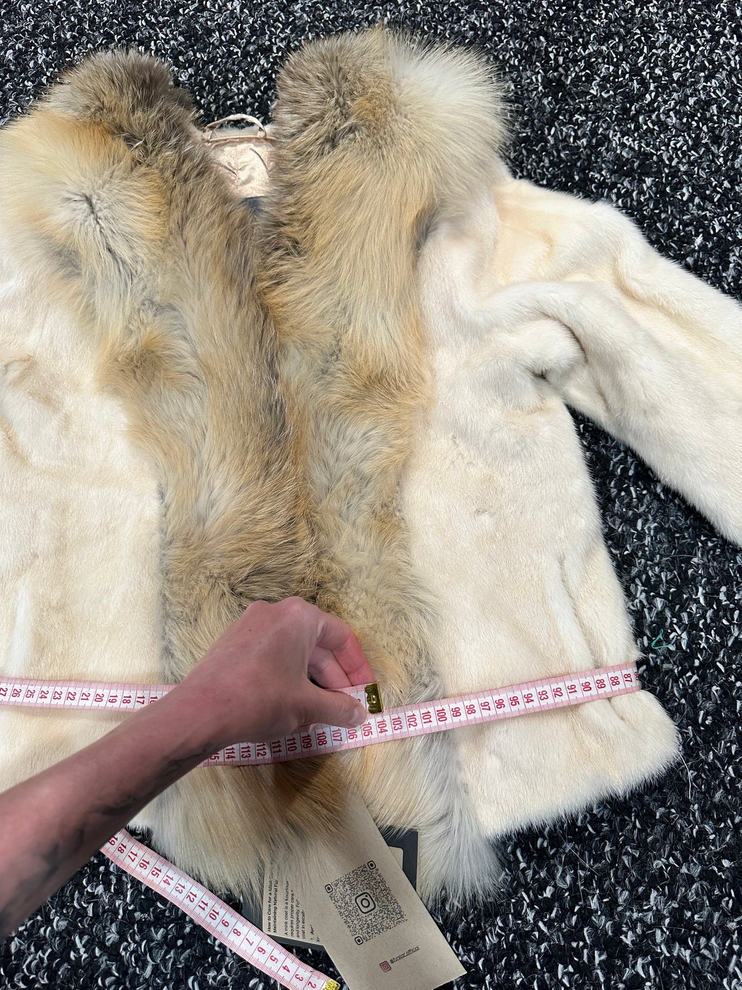 Luxury Womens Real 100% Mink FUR CREAM FOX genuine coat 1201110 size S NEW JACKET
