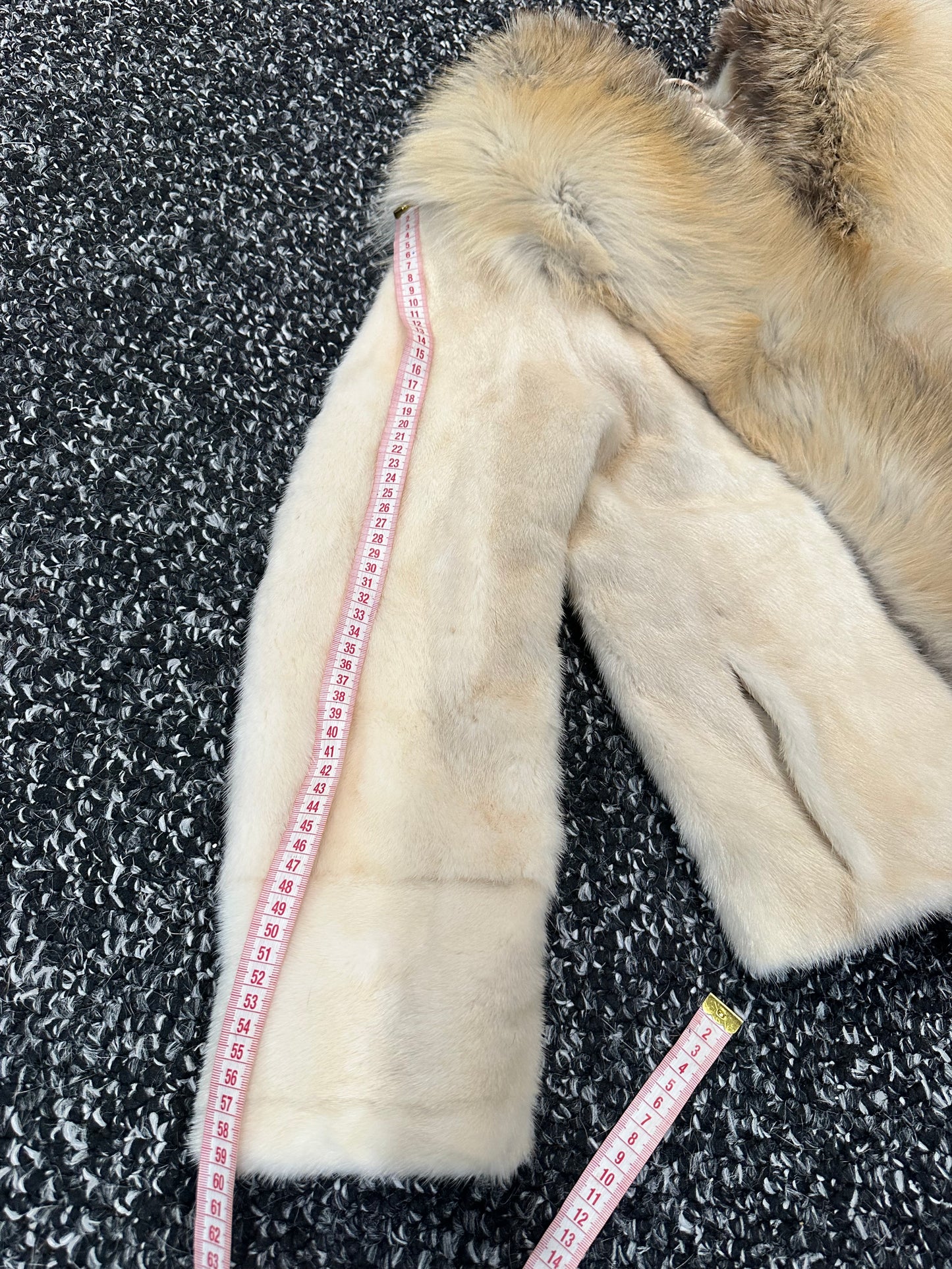 Luxury Womens Real 100% Mink FUR CREAM FOX genuine coat 1201110 size S NEW JACKET