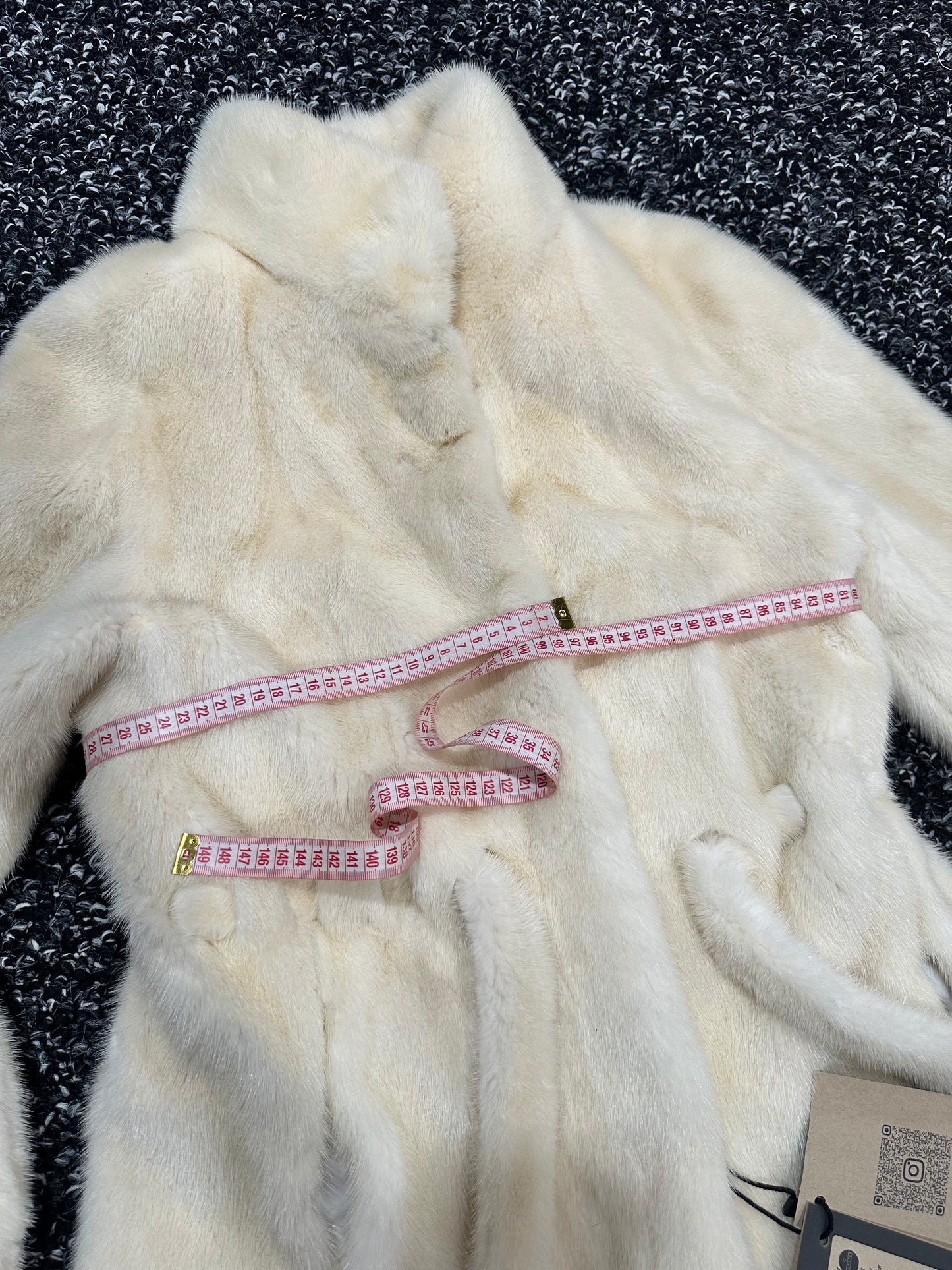 Luxury Womens Real 100% Mink FUR IVORY genuine coat BELTED 1201113 size S NEW