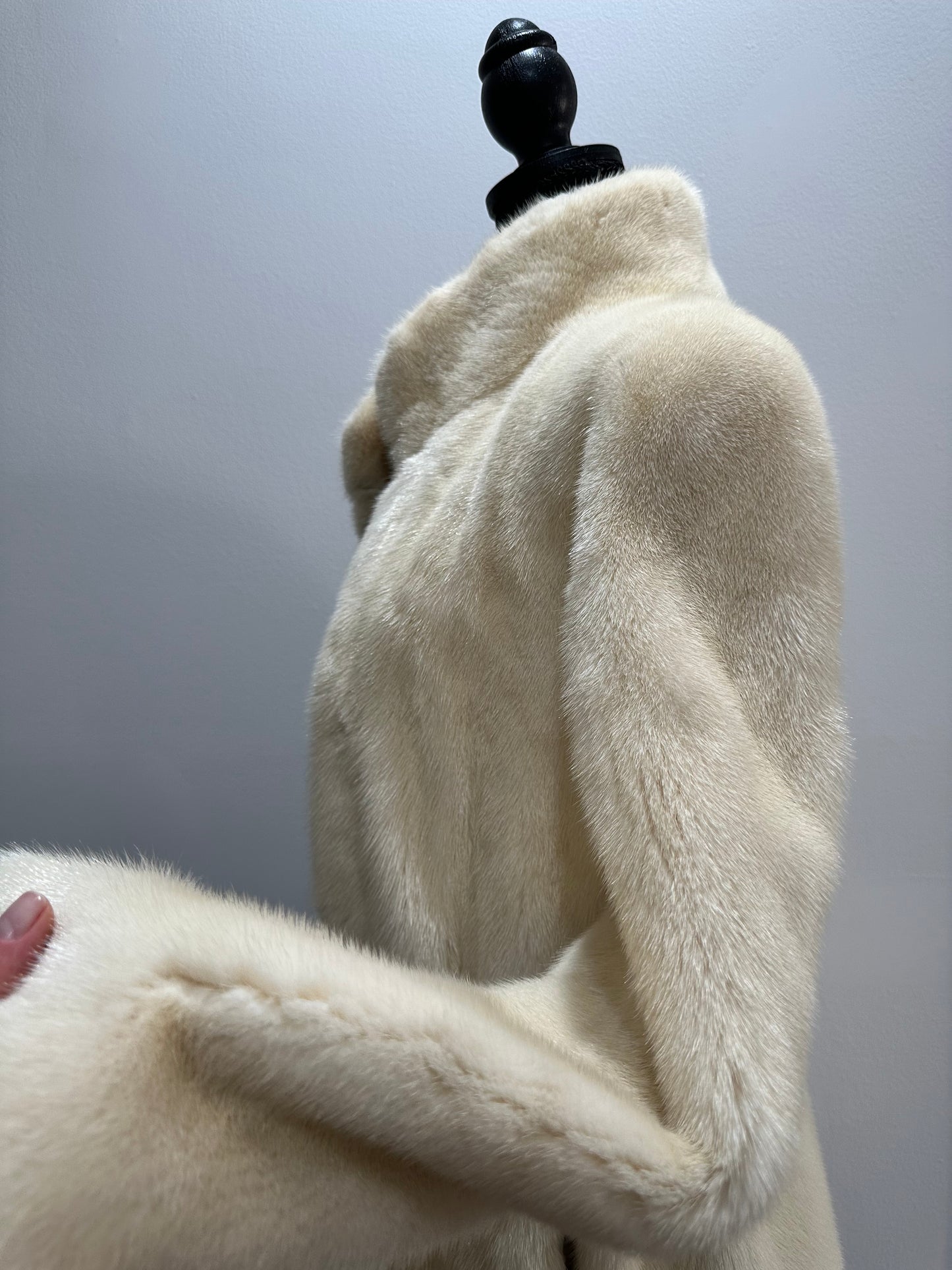 Luxury Womens Real 100% Mink FUR IVORY genuine coat BELTED 1201113 size S NEW