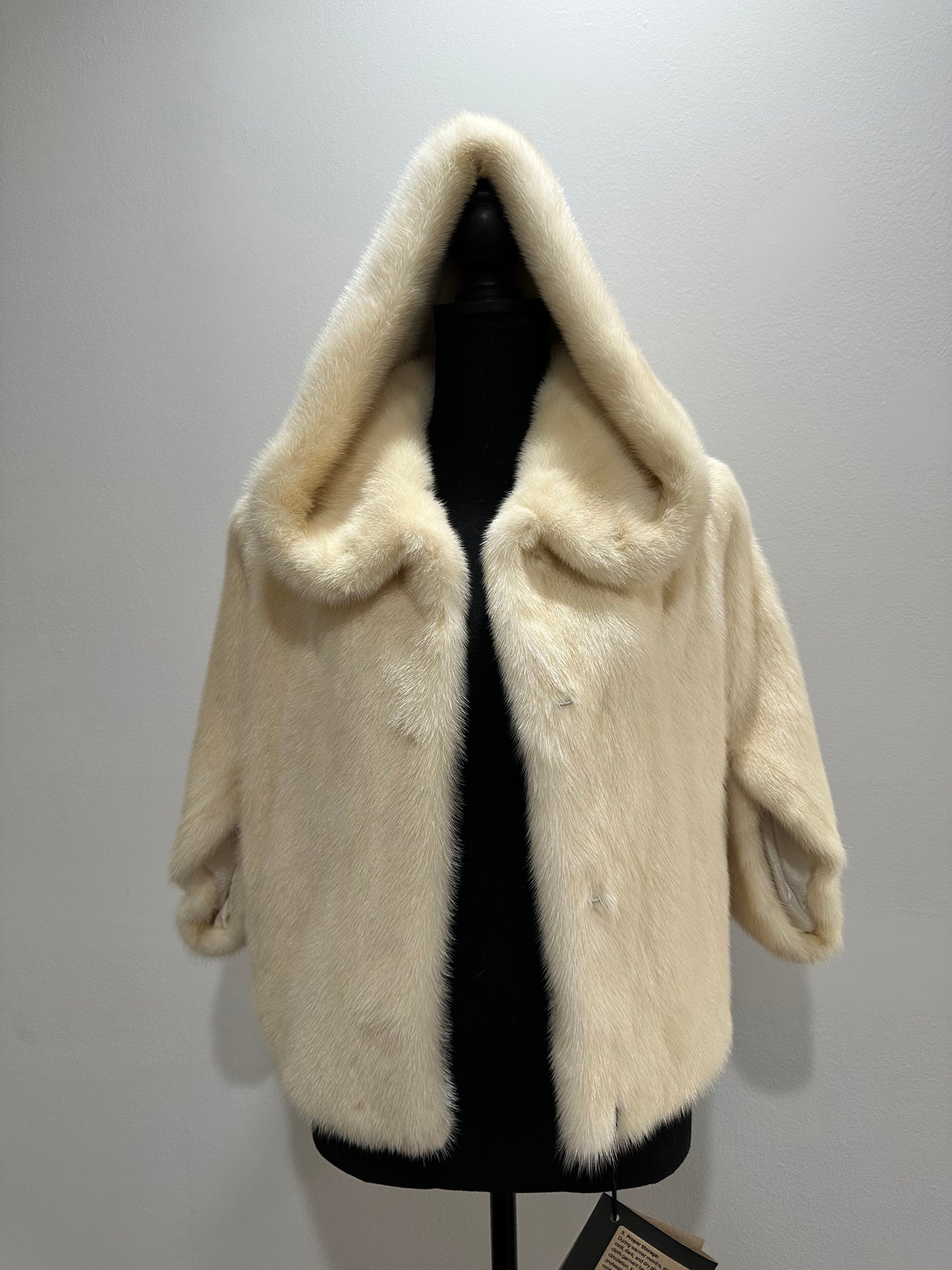 REAL New MINK BOMBER coat CAPE JACKET ONE SIZE XS S M 1201112 with HOOD WEDDING STYLE