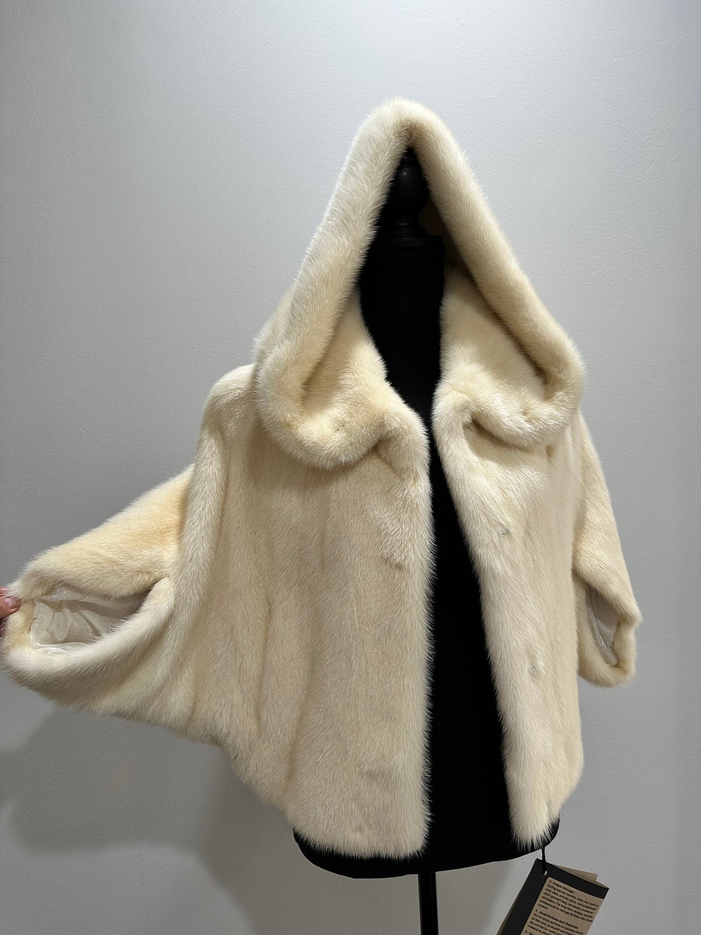 REAL New MINK BOMBER coat CAPE JACKET ONE SIZE XS S M 1201112 with HOOD WEDDING STYLE