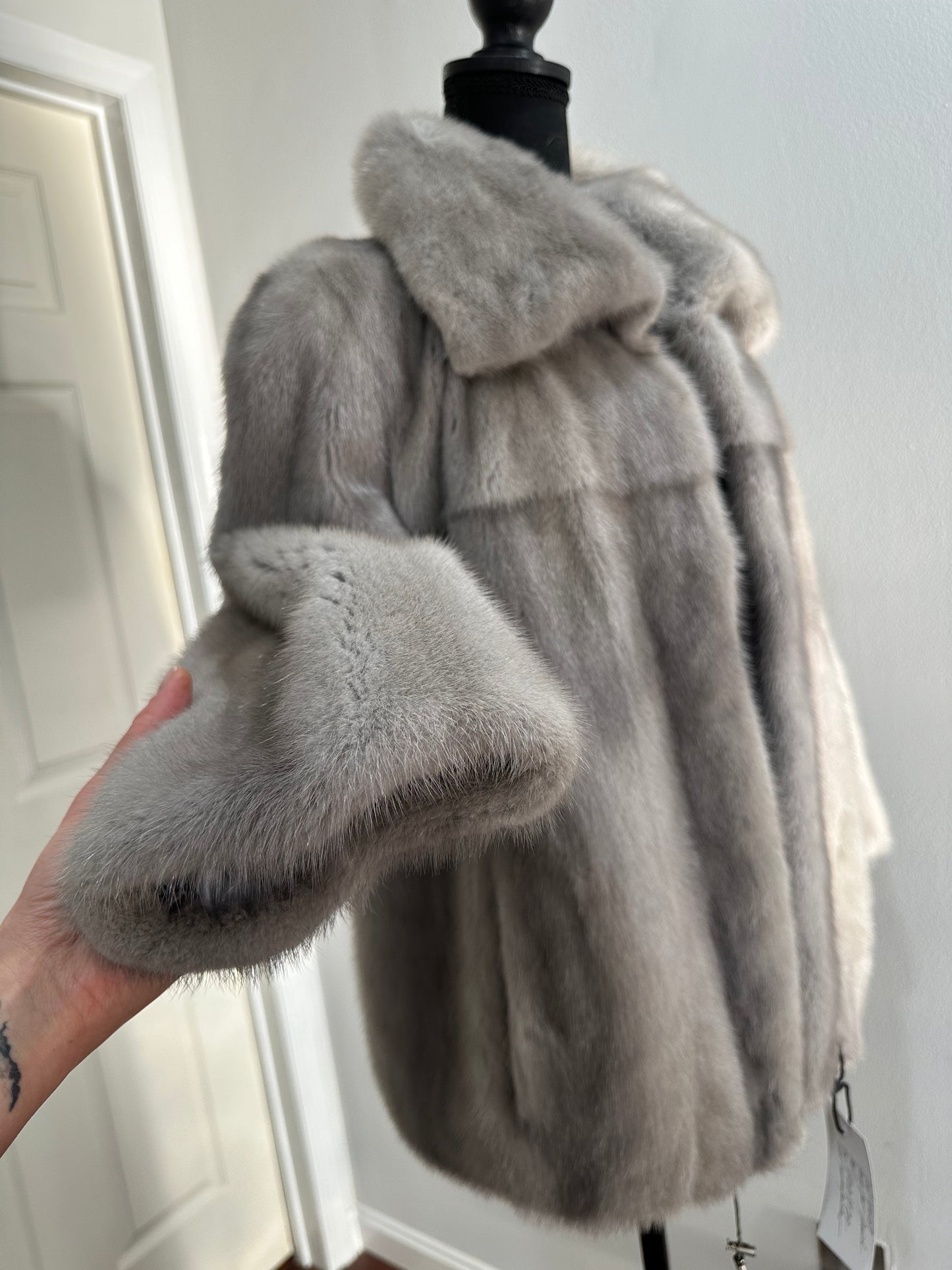 New Real Mink FUR Natural coat JACKET size M FULL SKIN 1201050 GREY bomber