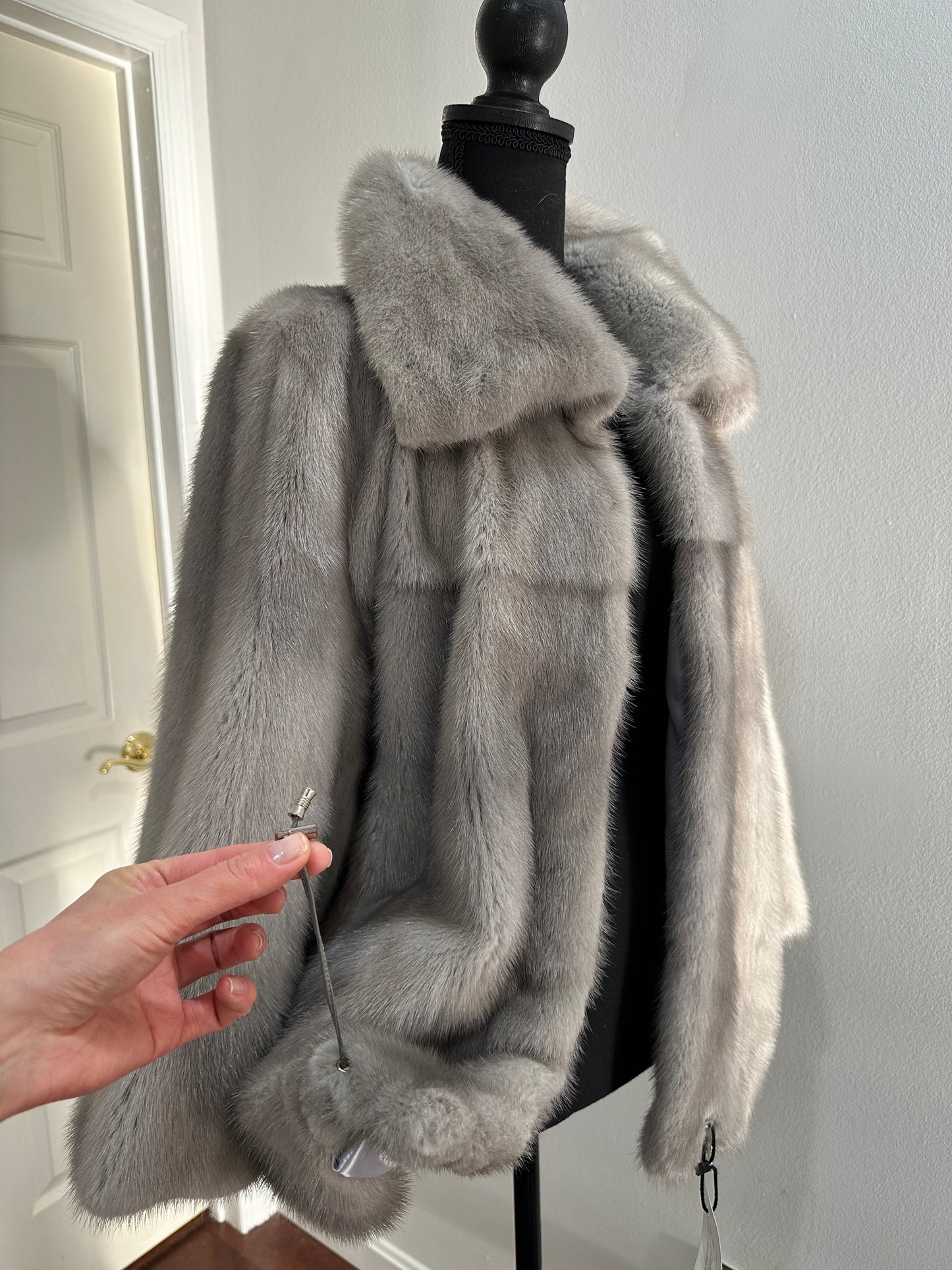 New Real Mink FUR Natural coat JACKET size M FULL SKIN 1201050 GREY bomber