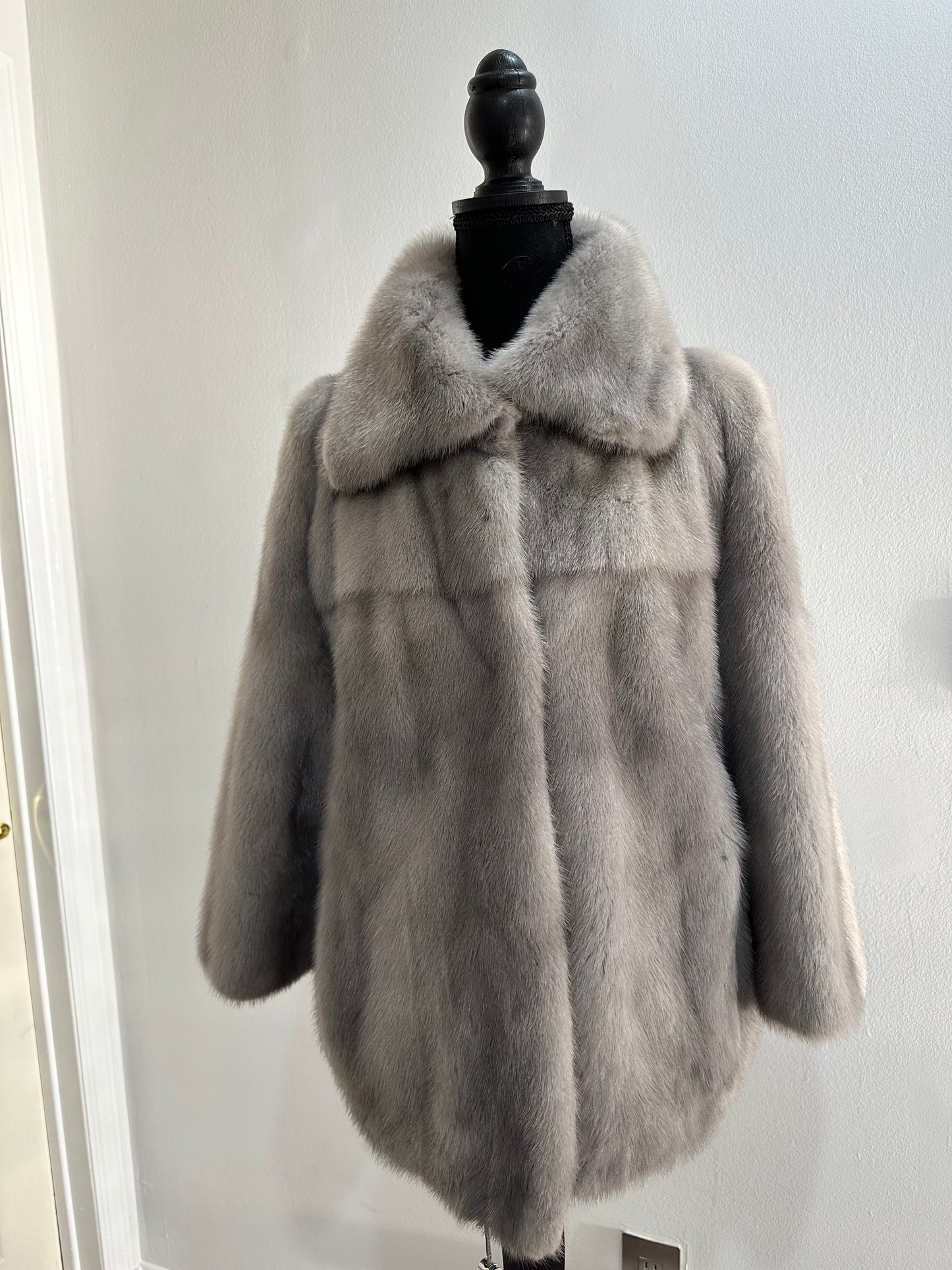 New Real Mink FUR Natural coat JACKET size M FULL SKIN 1201050 GREY bomber