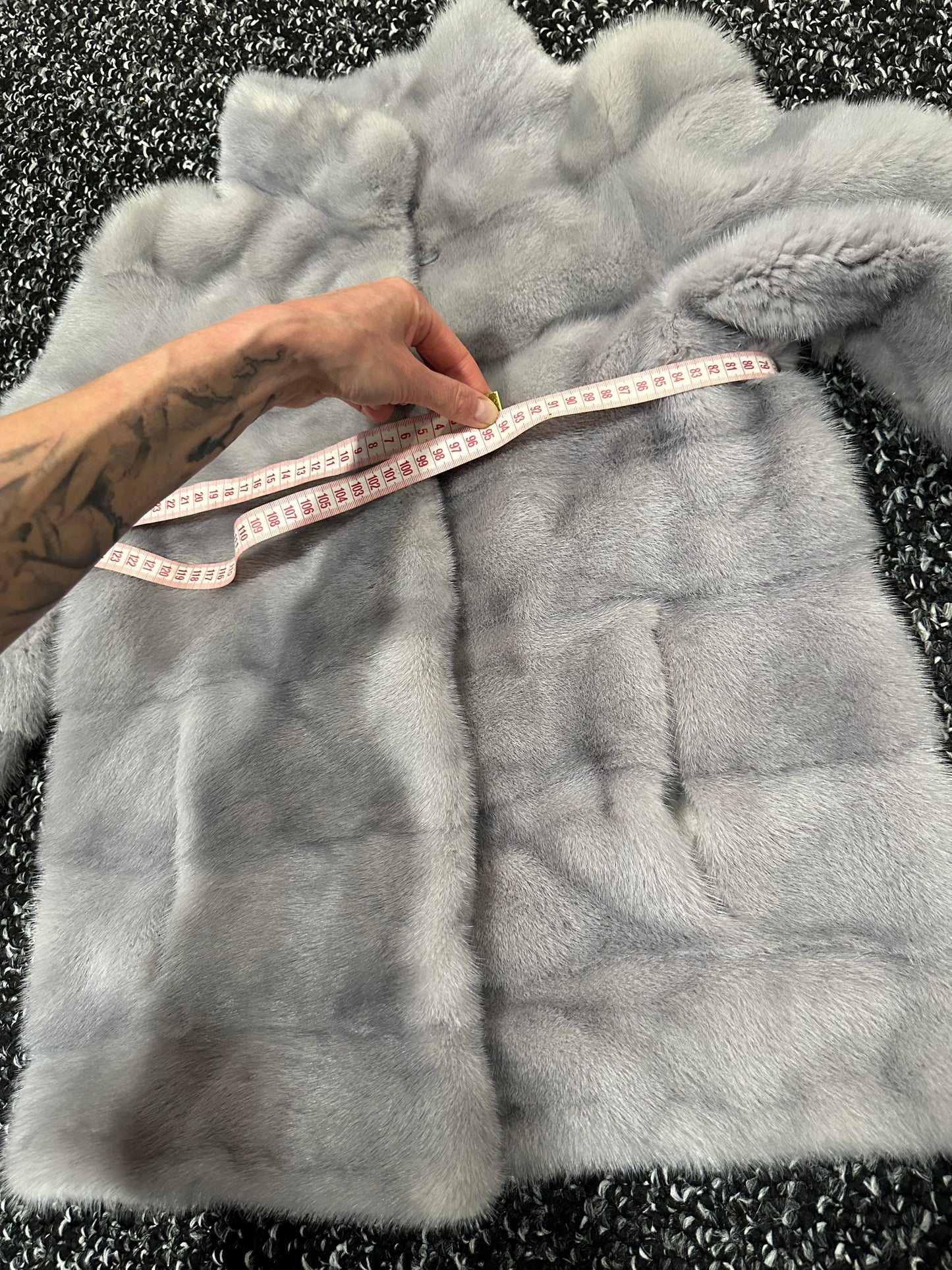 GENUINE Mink Real Furs coat Jacket  GREY color SUPER size S women 1201051