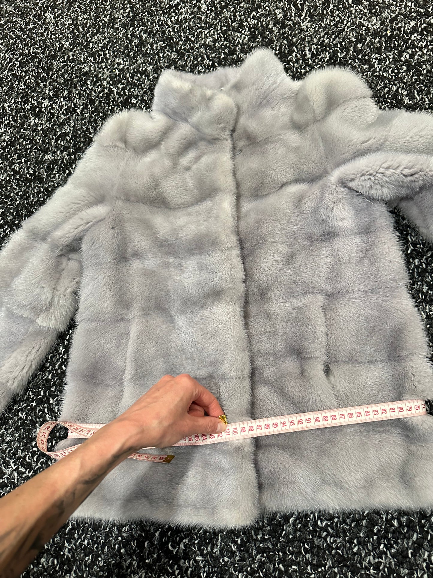 GENUINE Mink Real Furs coat Jacket  GREY color SUPER size S women 1201051
