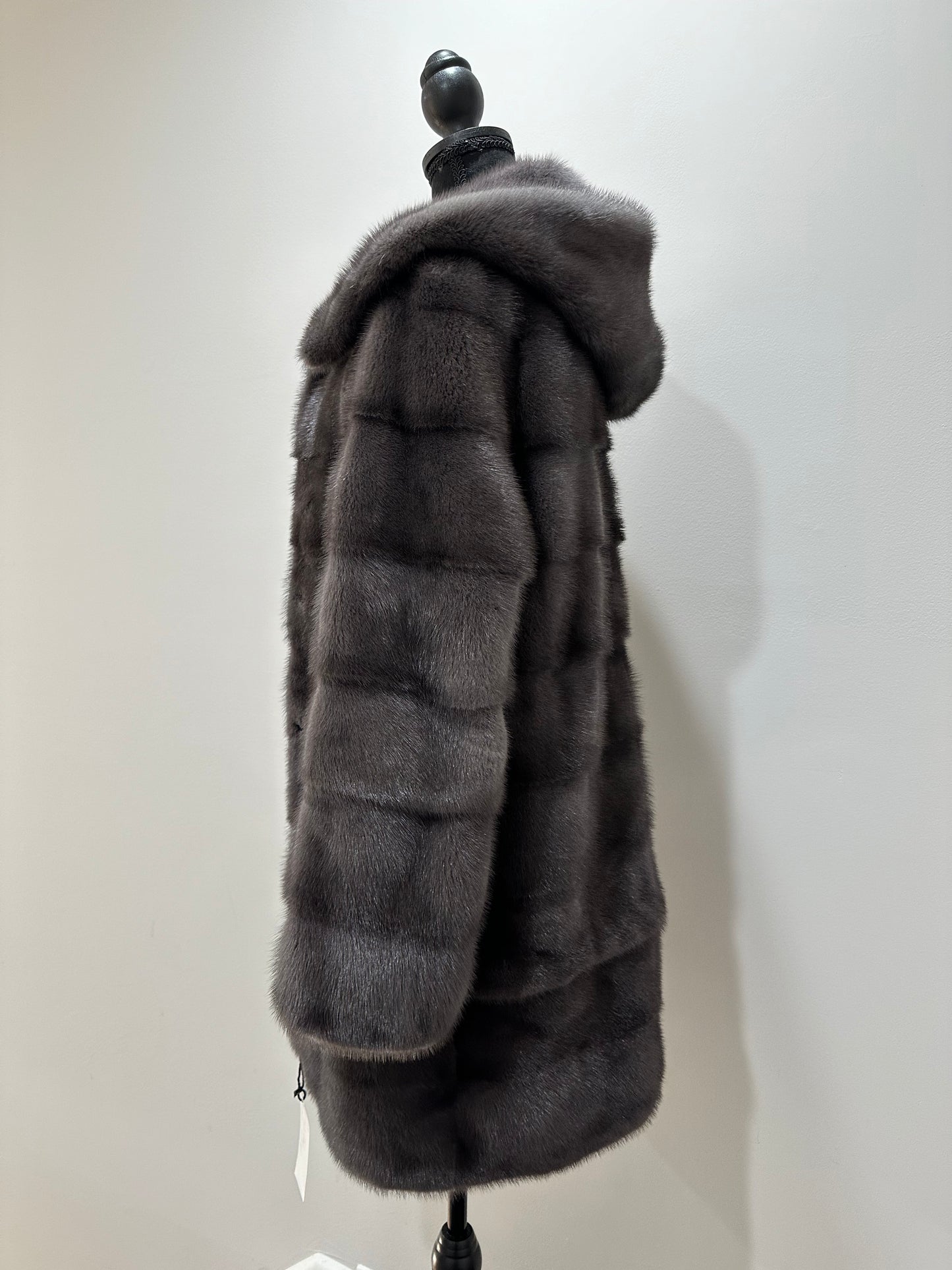 New MINK GENUIINE FUR coat size S GREY mink solid plates 1201054 HORIZONTAL