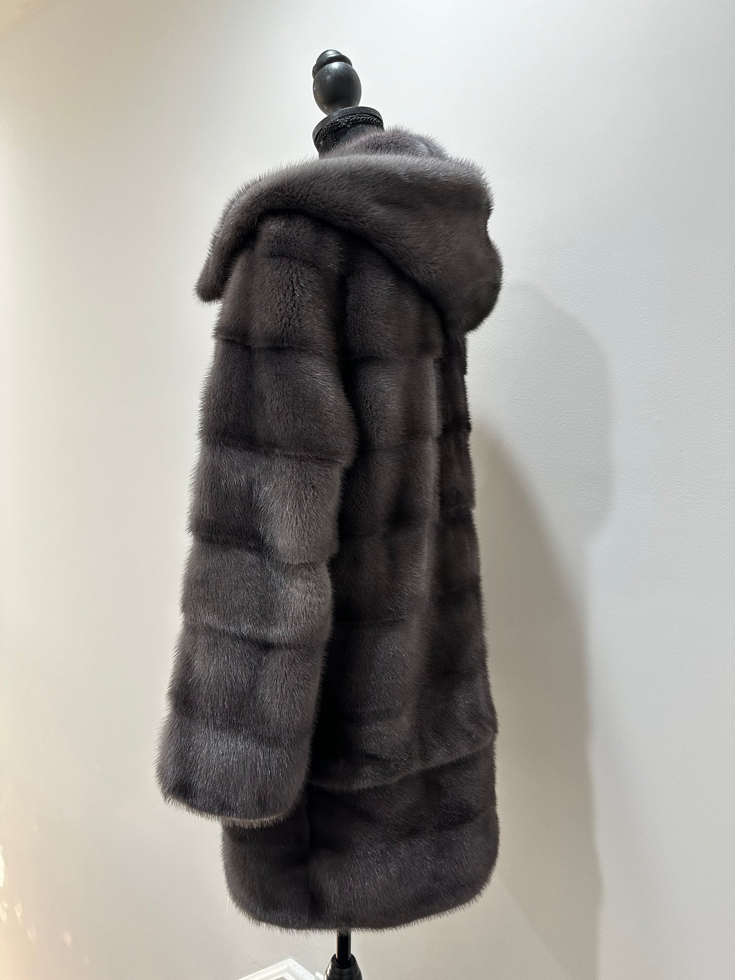 New MINK GENUIINE FUR coat size S GREY mink solid plates 1201054 HORIZONTAL