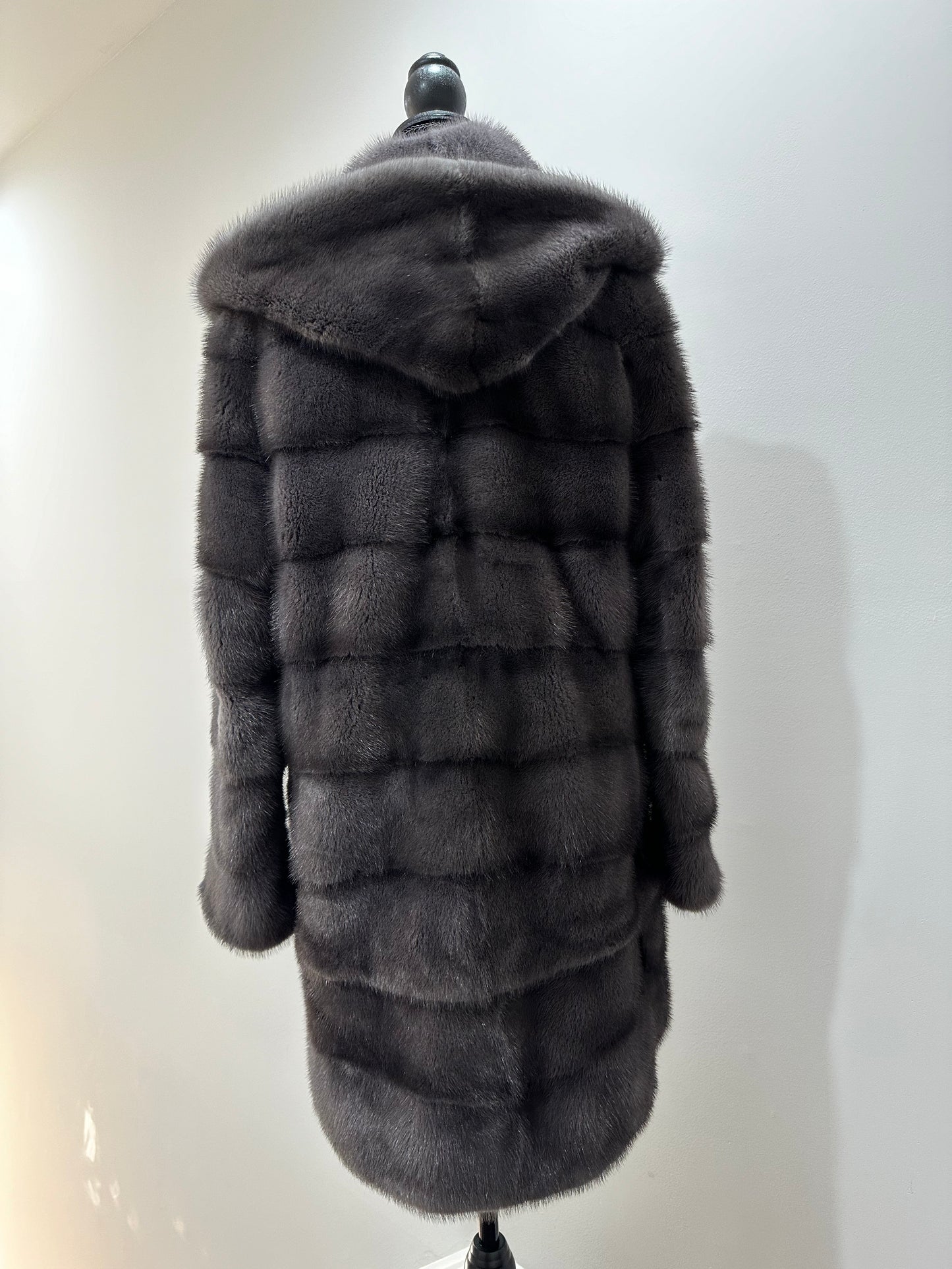 New MINK GENUIINE FUR coat size S GREY mink solid plates 1201054 HORIZONTAL