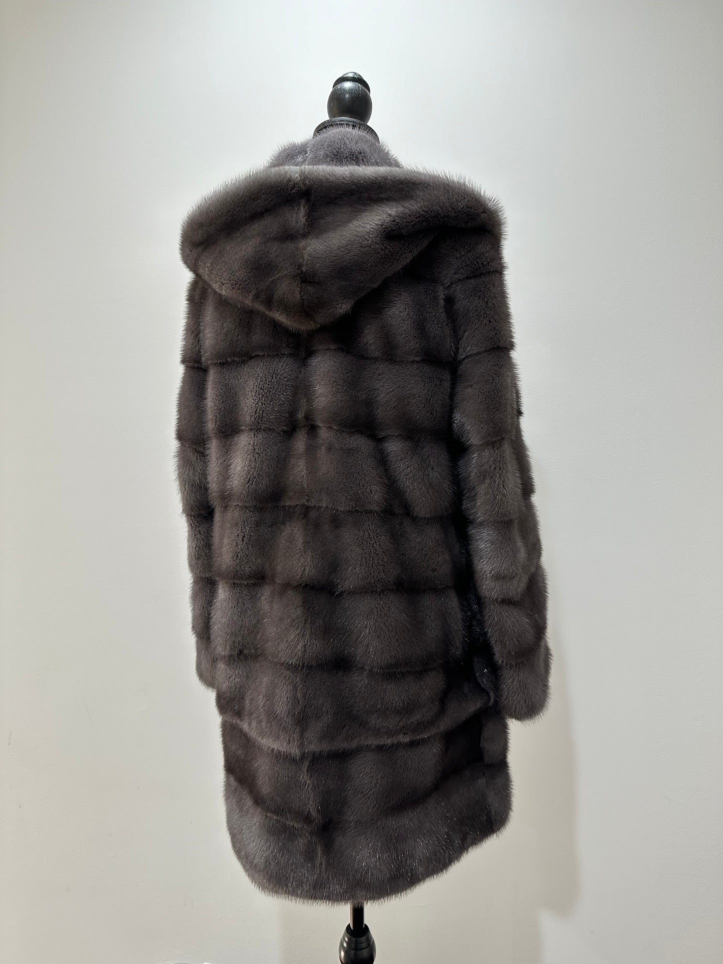 New MINK GENUIINE FUR coat size S GREY mink solid plates 1201054 HORIZONTAL