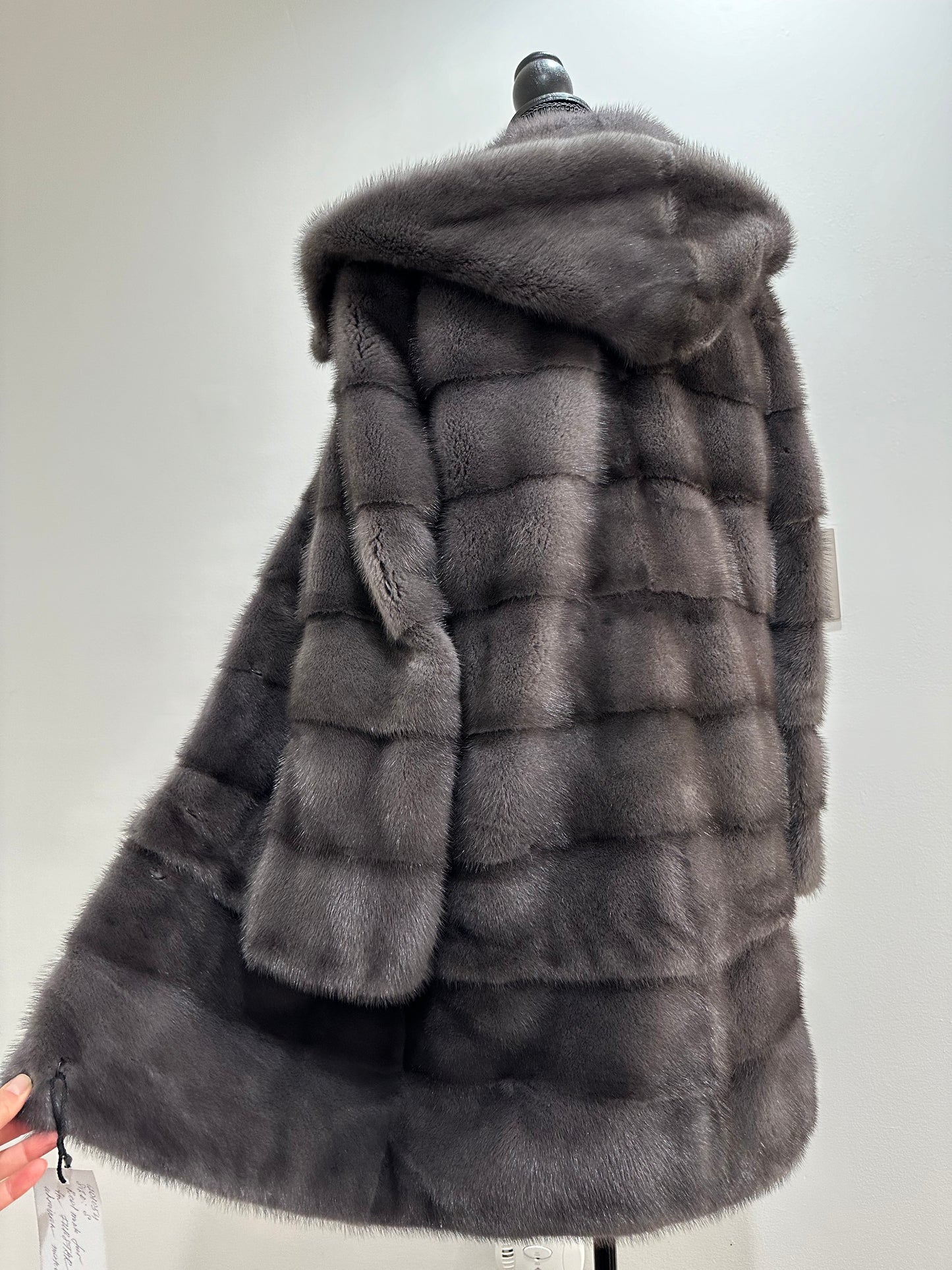 New MINK GENUIINE FUR coat size S GREY mink solid plates 1201054 HORIZONTAL