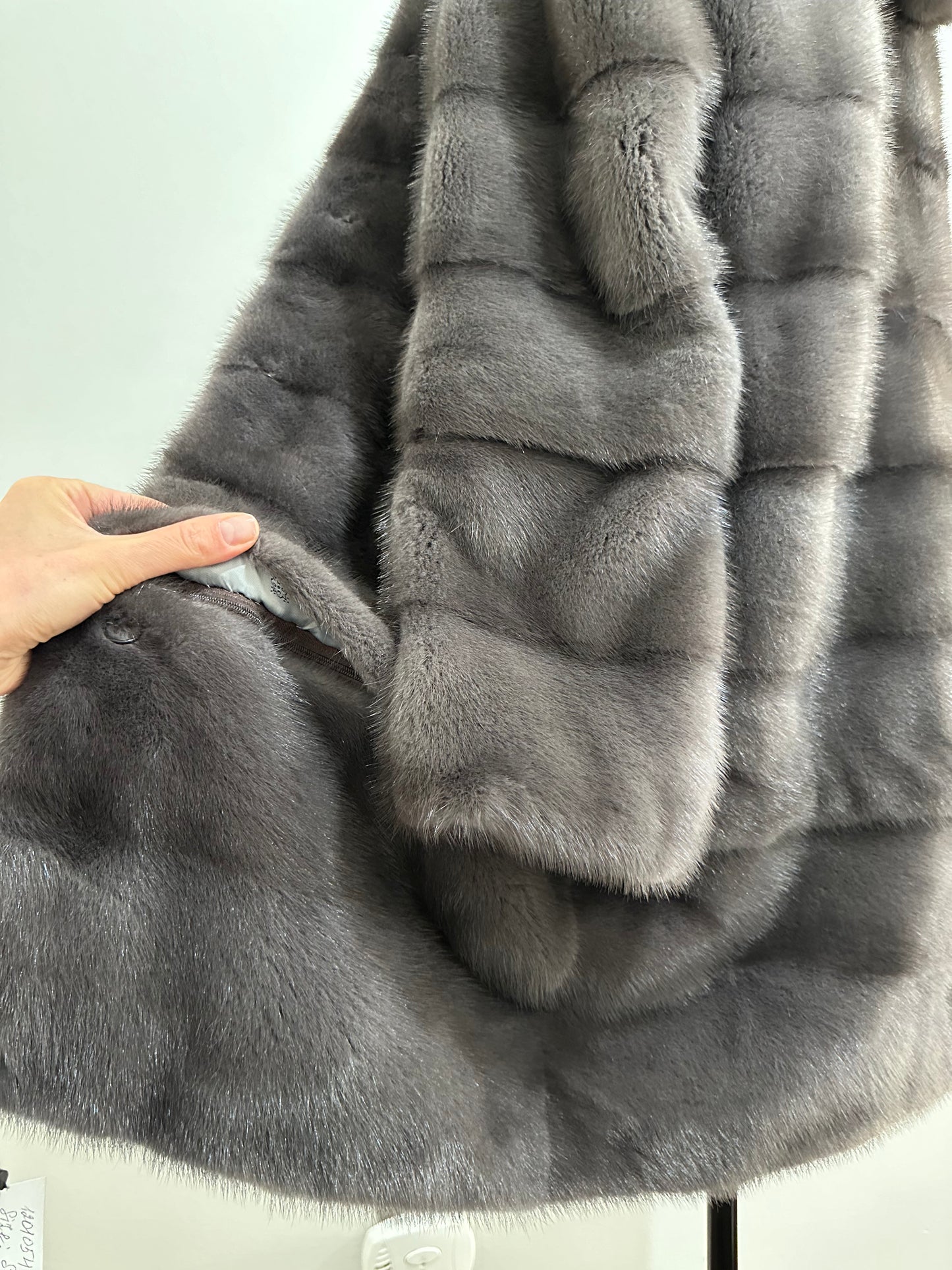 New MINK GENUIINE FUR coat size S GREY mink solid plates 1201054 HORIZONTAL