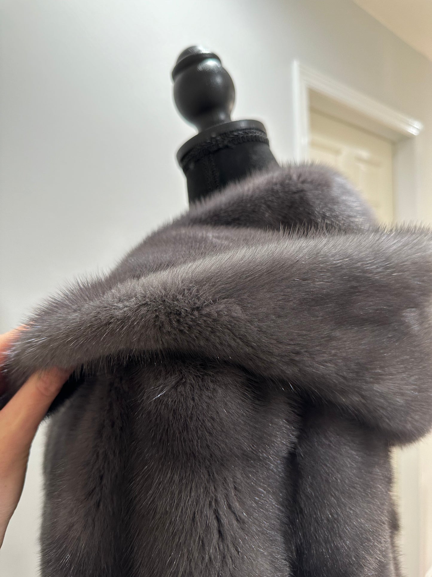 New MINK GENUIINE FUR coat size S GREY mink solid plates 1201054 HORIZONTAL