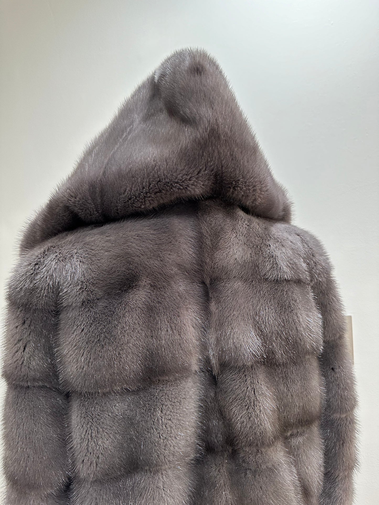 New MINK GENUIINE FUR coat size S GREY mink solid plates 1201054 HORIZONTAL