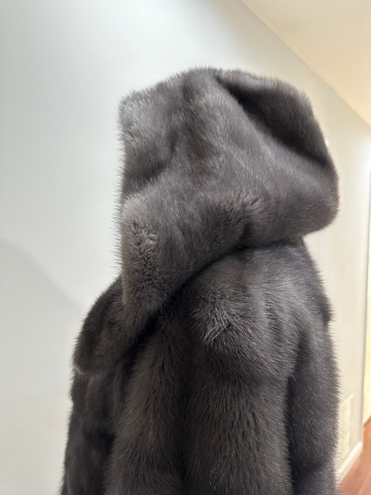 New MINK GENUIINE FUR coat size S GREY mink solid plates 1201054 HORIZONTAL