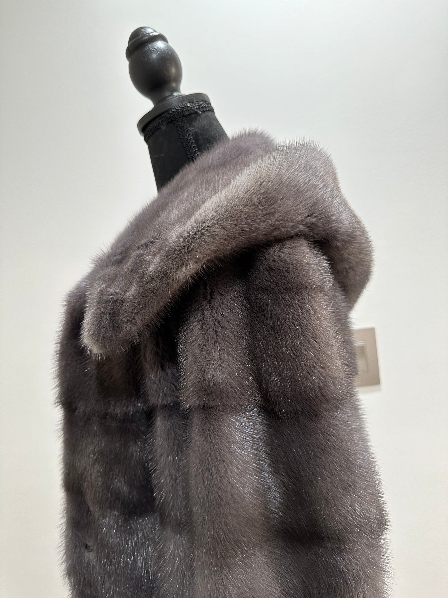 New MINK GENUIINE FUR coat size S GREY mink solid plates 1201054 HORIZONTAL