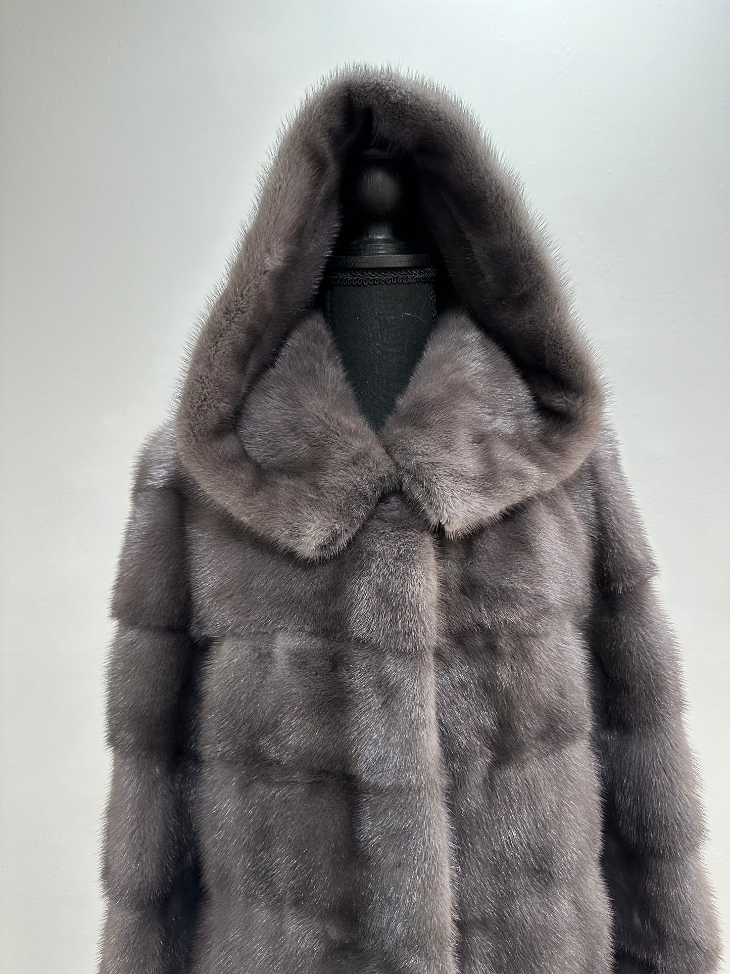 New MINK GENUIINE FUR coat size S GREY mink solid plates 1201054 HORIZONTAL
