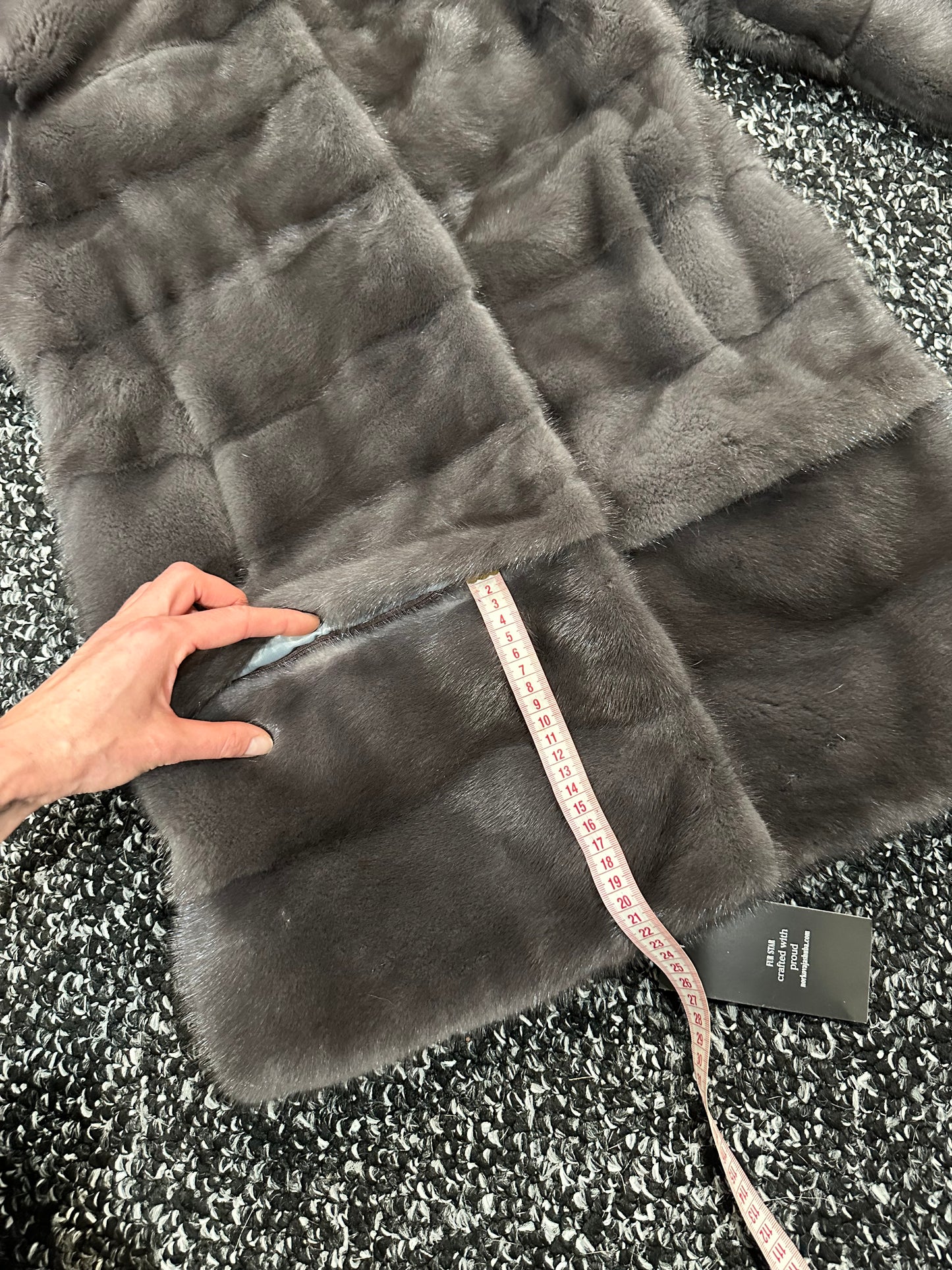 New MINK GENUIINE FUR coat size S GREY mink solid plates 1201054 HORIZONTAL