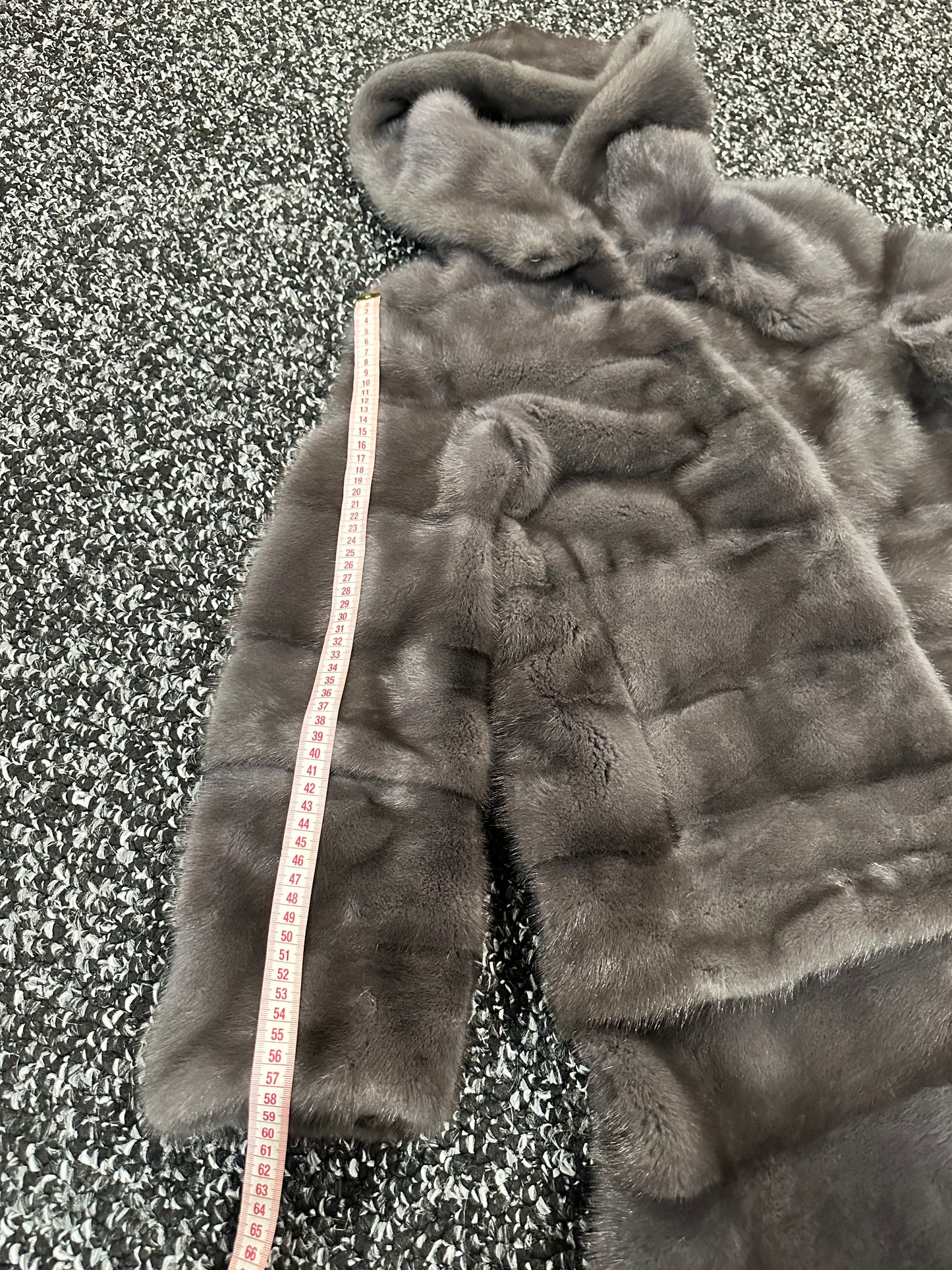 New MINK GENUIINE FUR coat size S GREY mink solid plates 1201054 HORIZONTAL