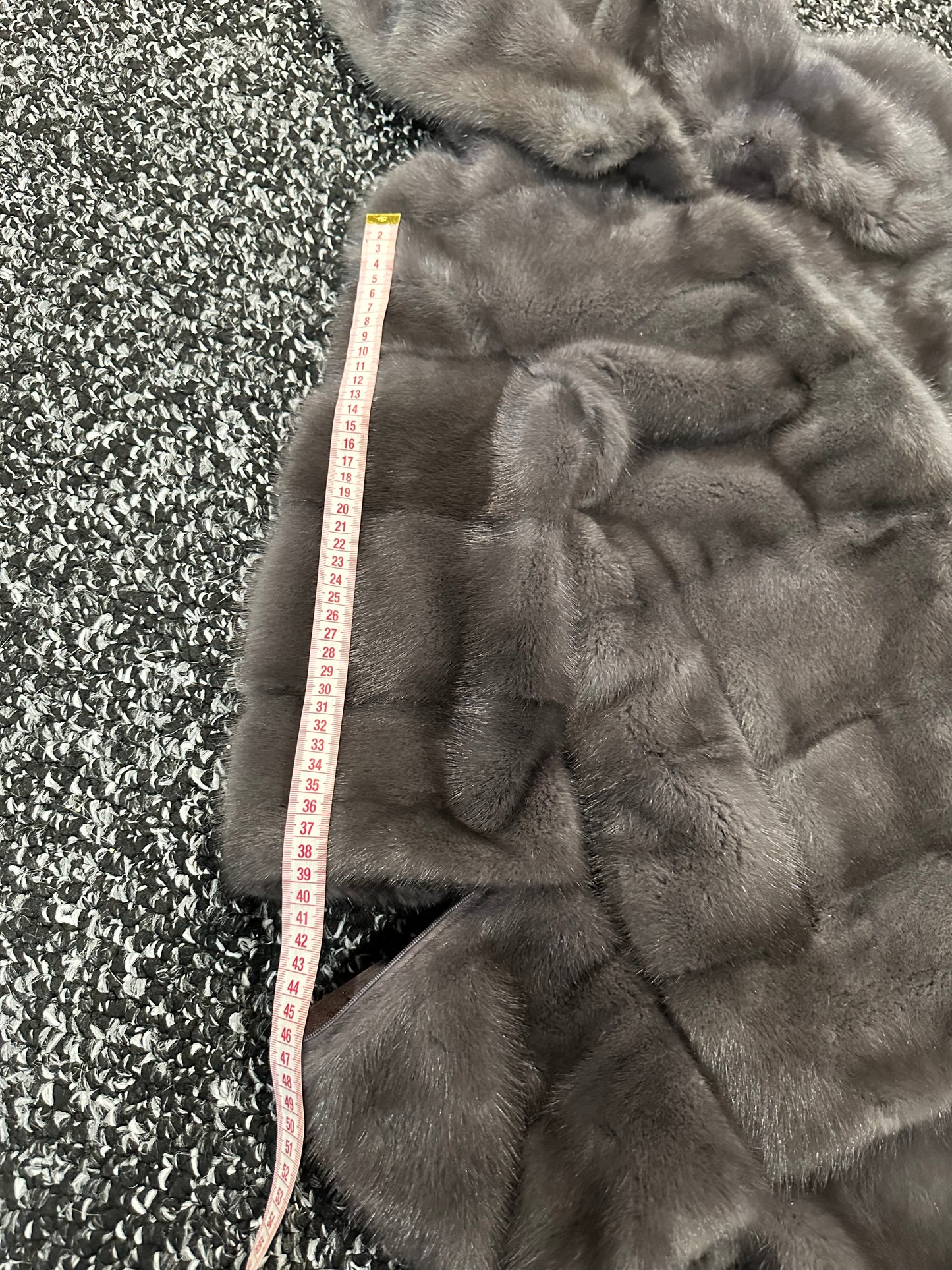New MINK GENUIINE FUR coat size S GREY mink solid plates 1201054 HORIZONTAL