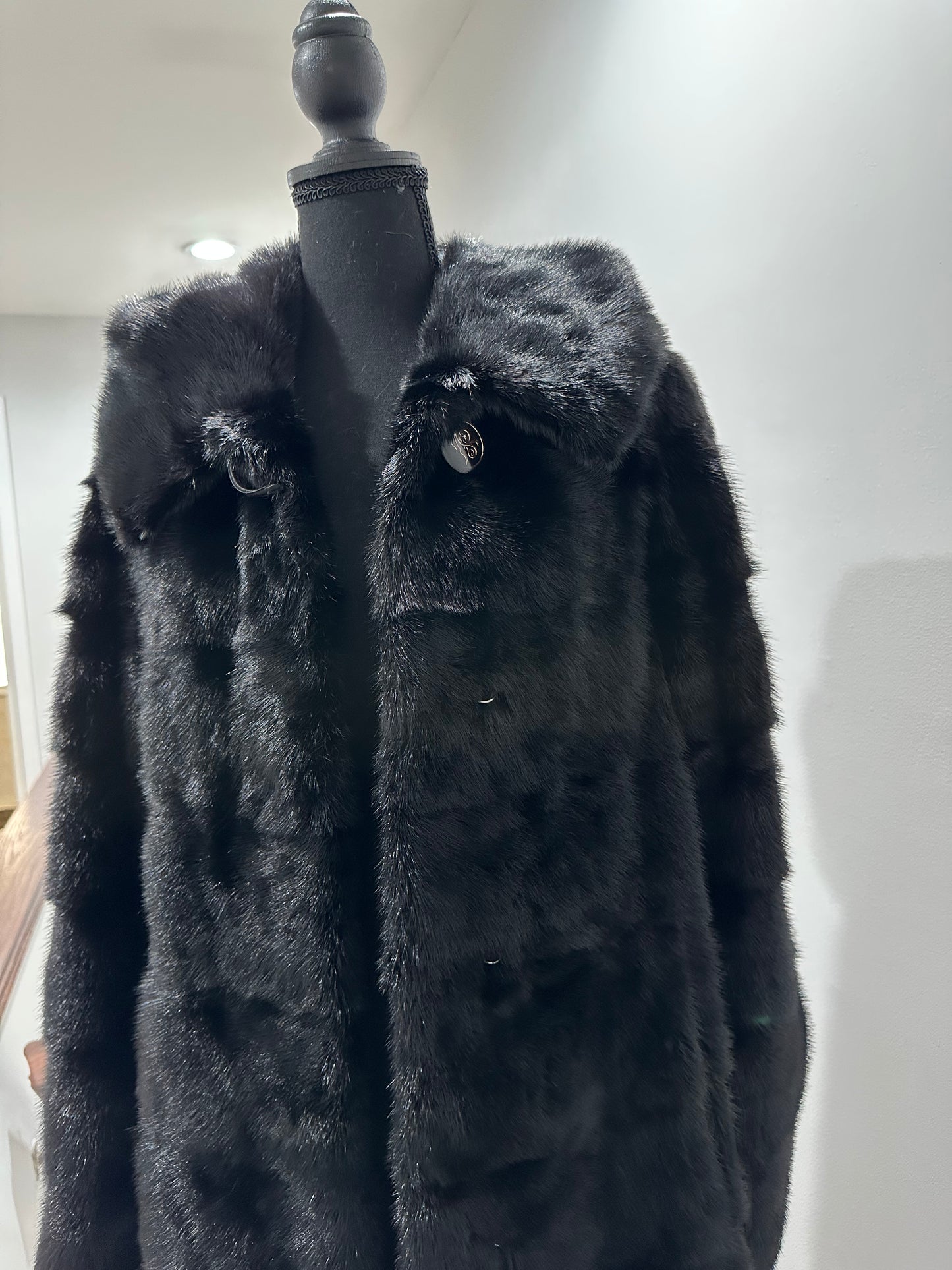 NEW MINK FUR coat size S SMALL 1201058 HORIZONTAL long sleeve jacket BLACK