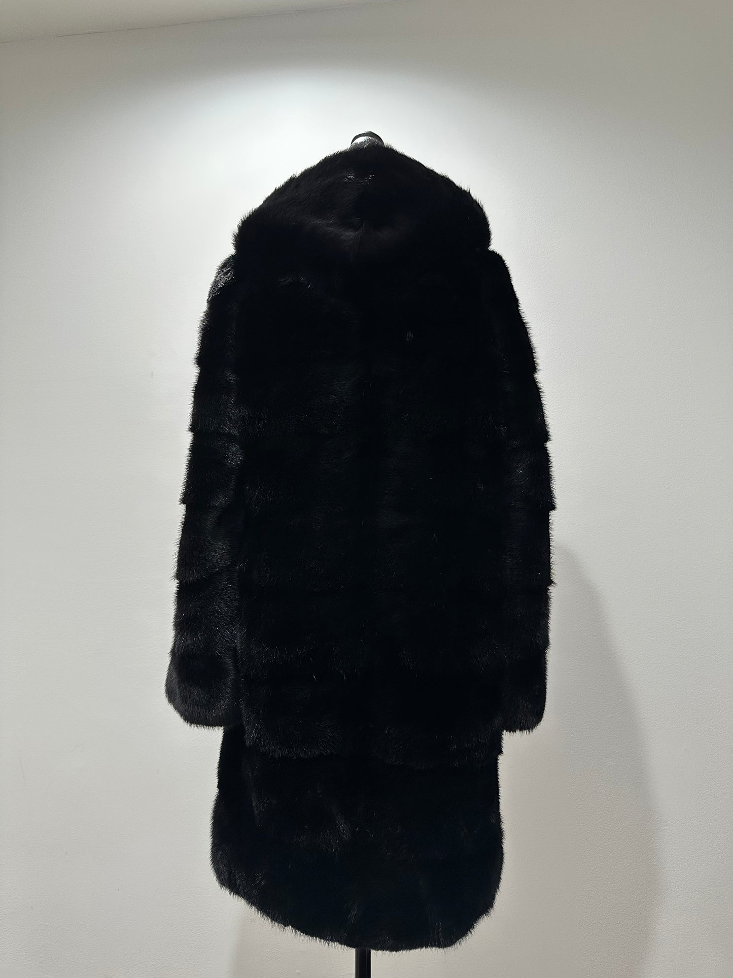NEW MINK FUR coat size S SMALL 1201058 HORIZONTAL long sleeve jacket BLACK