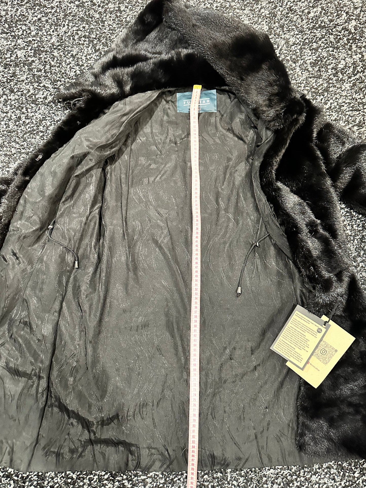 NEW MINK FUR coat size S SMALL 1201058 HORIZONTAL long sleeve jacket BLACK