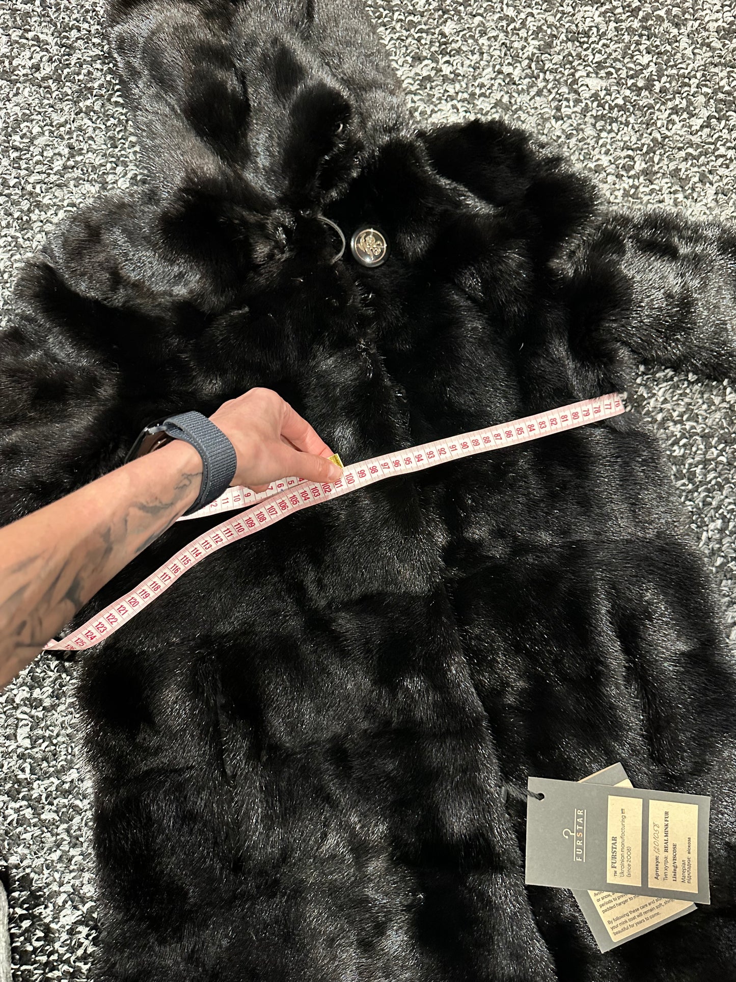 NEW MINK FUR coat size S SMALL 1201058 HORIZONTAL long sleeve jacket BLACK