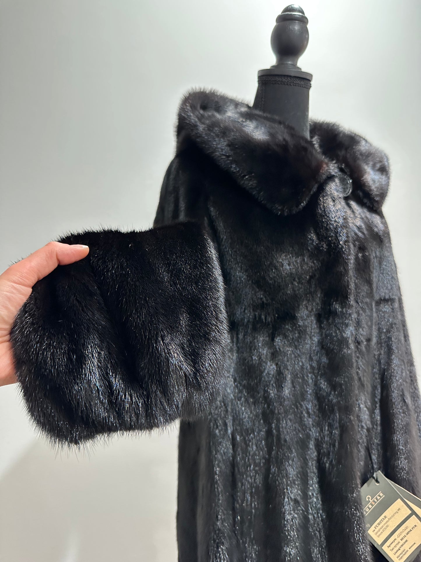 Women Real MINK FUR COAT JACKET 1201060 size M BLACK Hooded HOOD NEW
