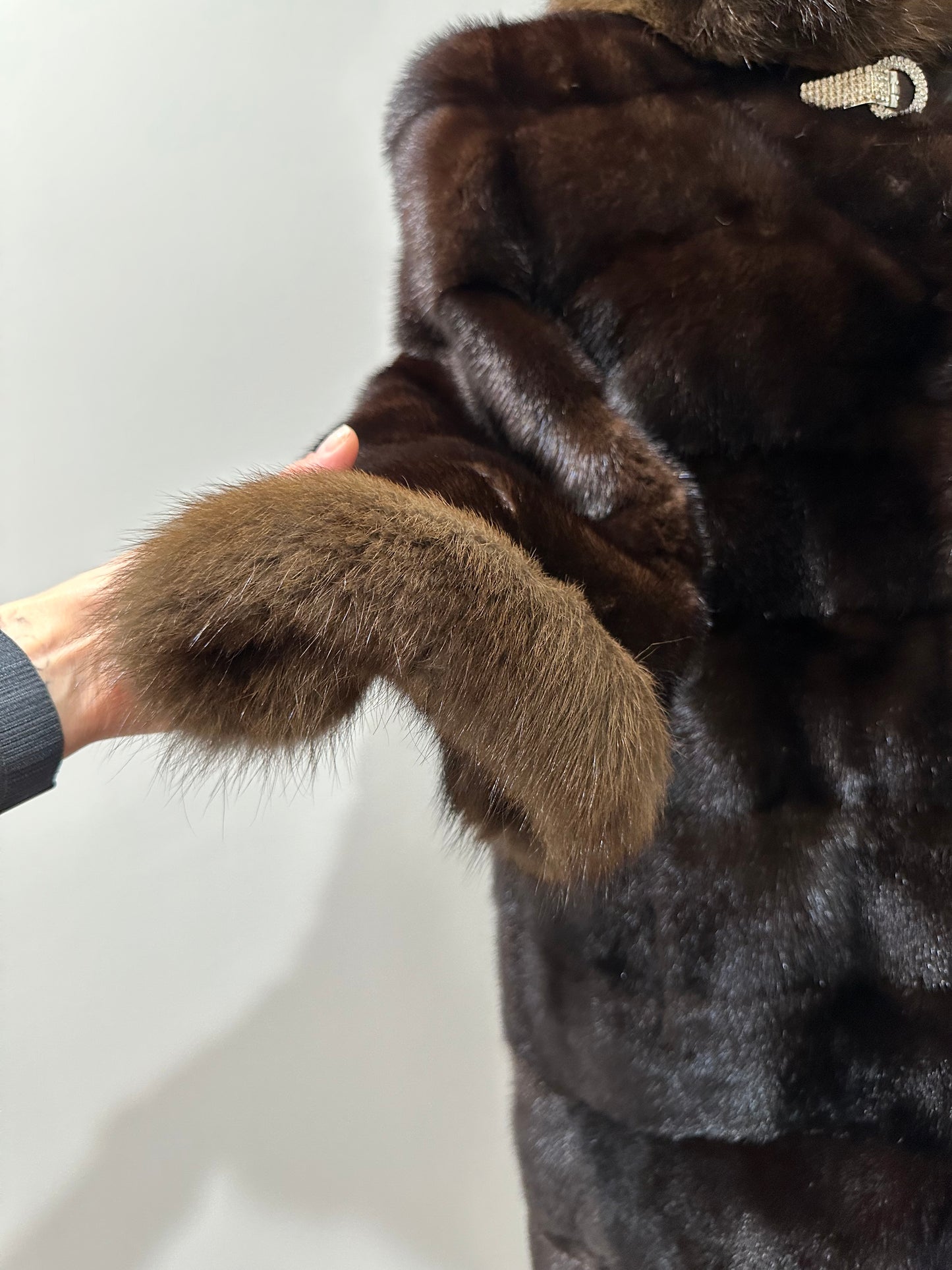 NEW REAL MINK SABLE FUR coat JACKET XS SIZE BROWN FULL SKIN 1201062 HORIZONTAL